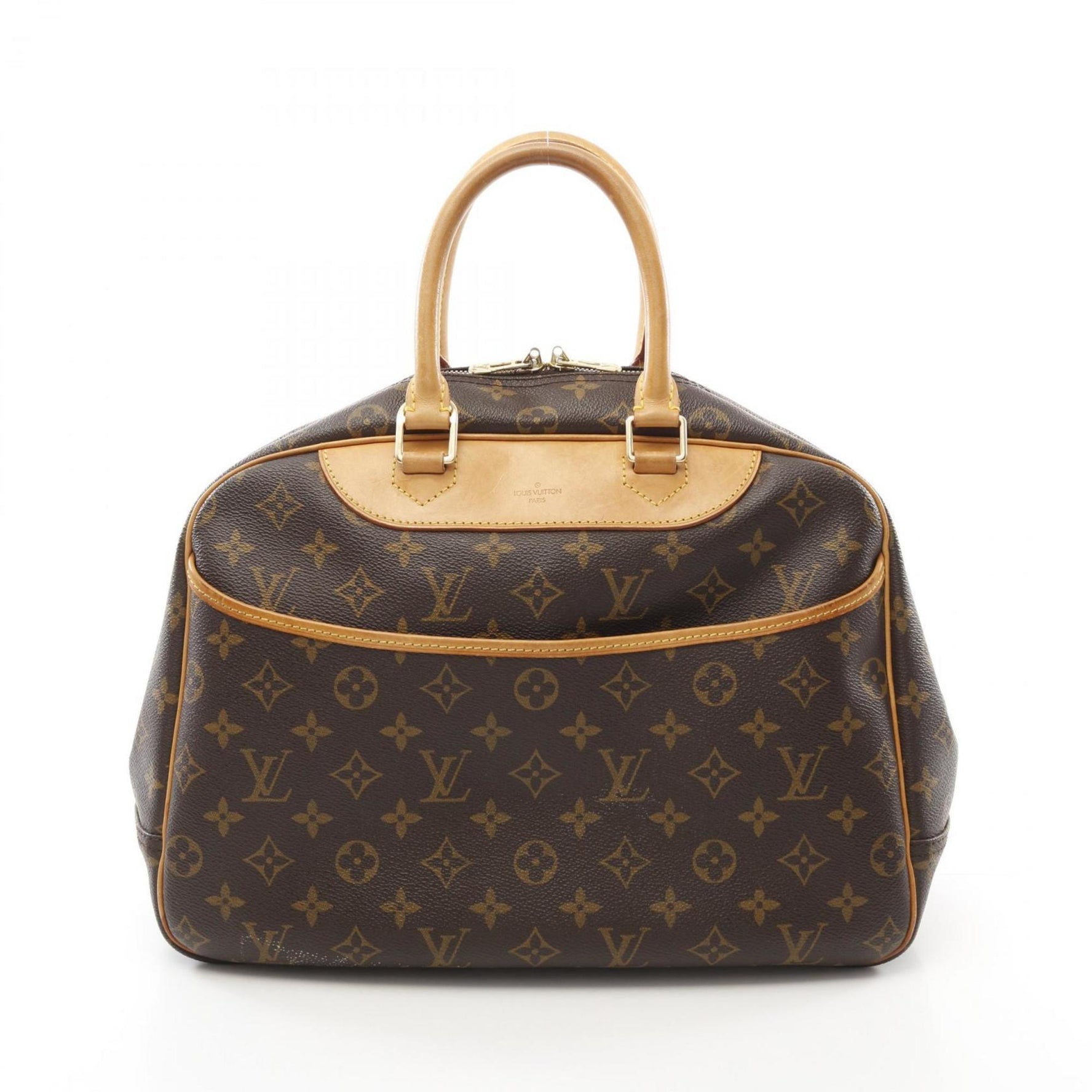 Louis Vuitton Deauville Bowling Vanity Monogram Handbag Coated Canvas Leather