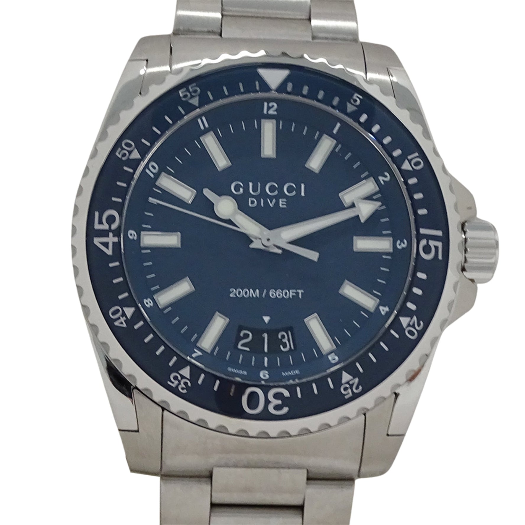 Gucci Dive Date Quartz Watch, Stainless Steel, Silver/Navy