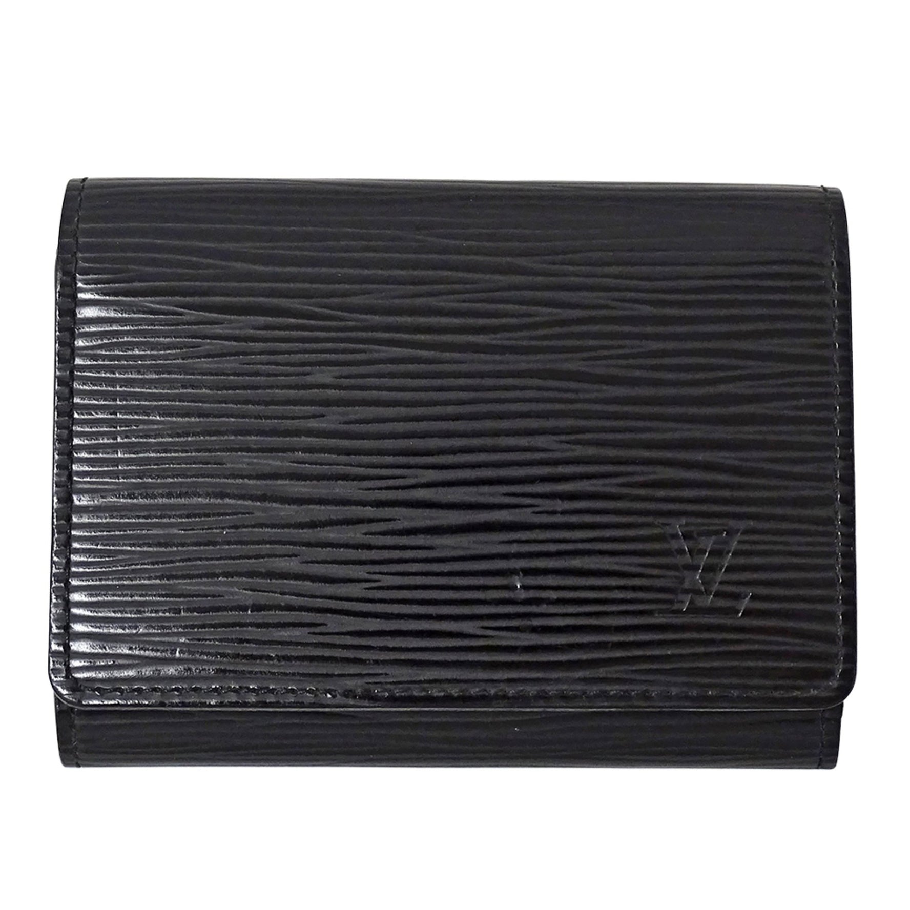 Louis Vuitton Epi Card Case Brand Business Holder Envelope Carte de Visite Noir Black Small Compact