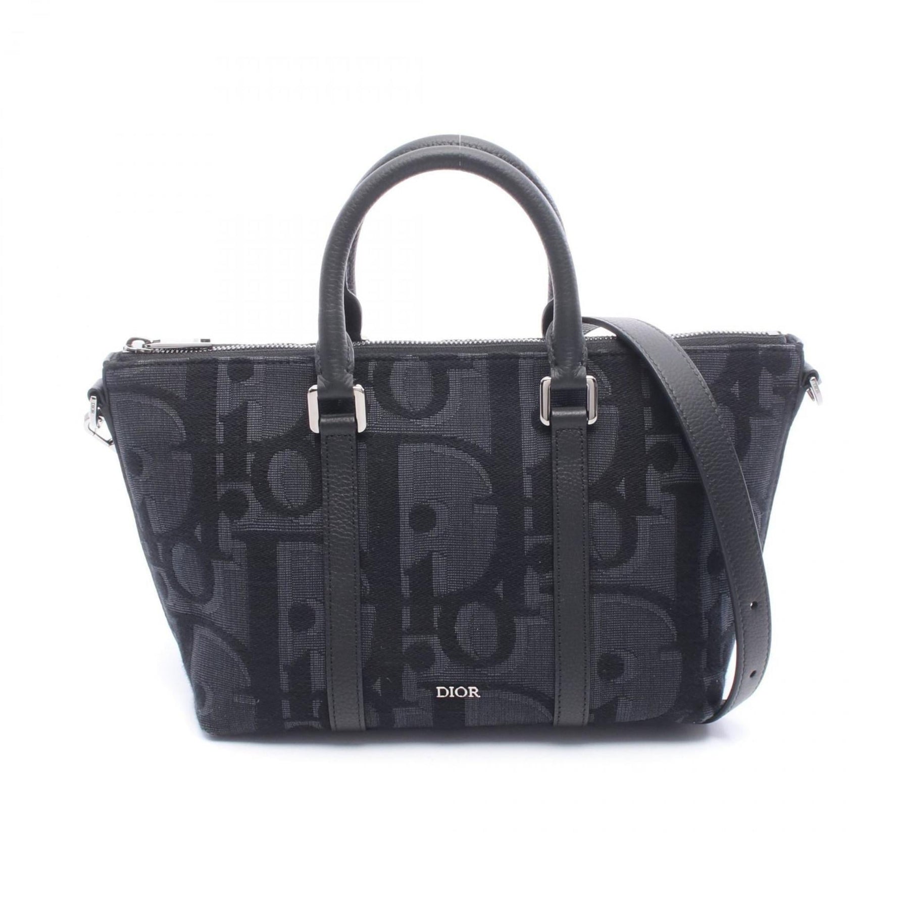 Christian Dior Dior Weekender 25 Maxi-O-Blique Handbag, Canvas and Leather, Navy Black