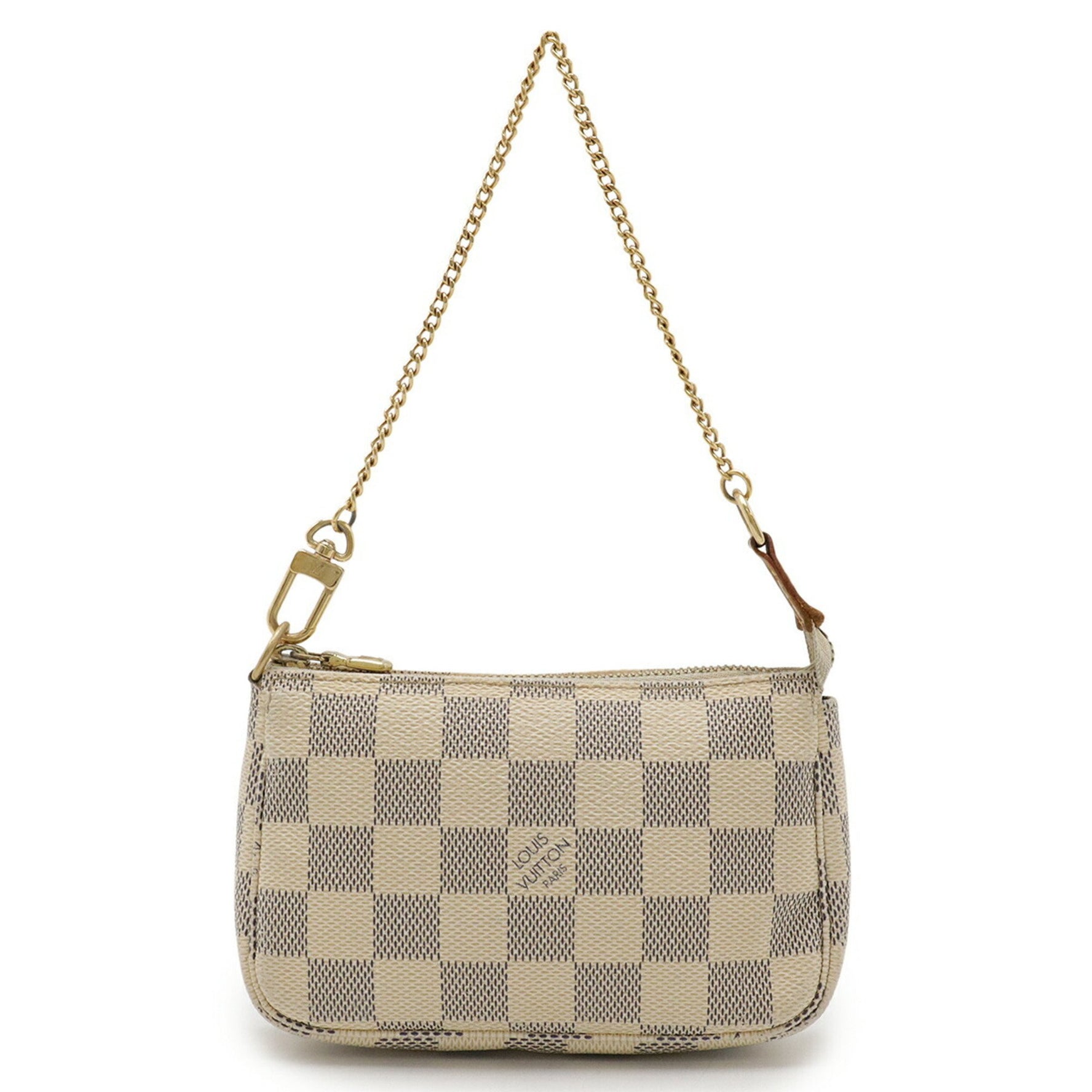 LOUIS VUITTON Damier Azur Mini Pochette Accessory Pouch Chain N58010
