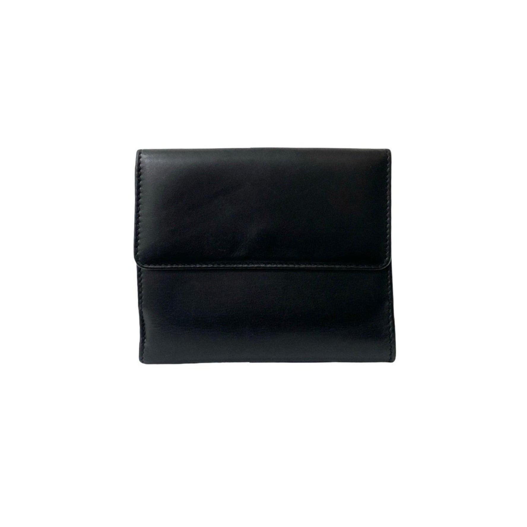 GUCCI Old Gucci GG Logo Hardware Leather Genuine Bifold Wallet Mini Business Card Case Black