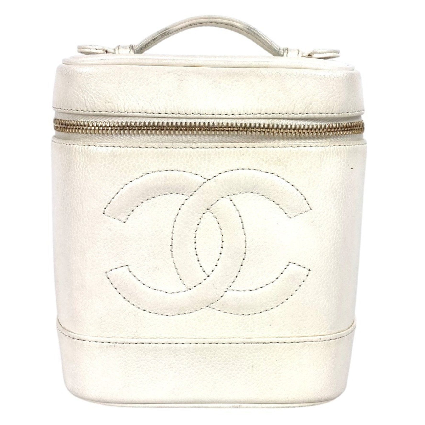 CHANEL CC Coco Mark Logo Vanity Bag/Pouch/Handbag in Caviar Leather