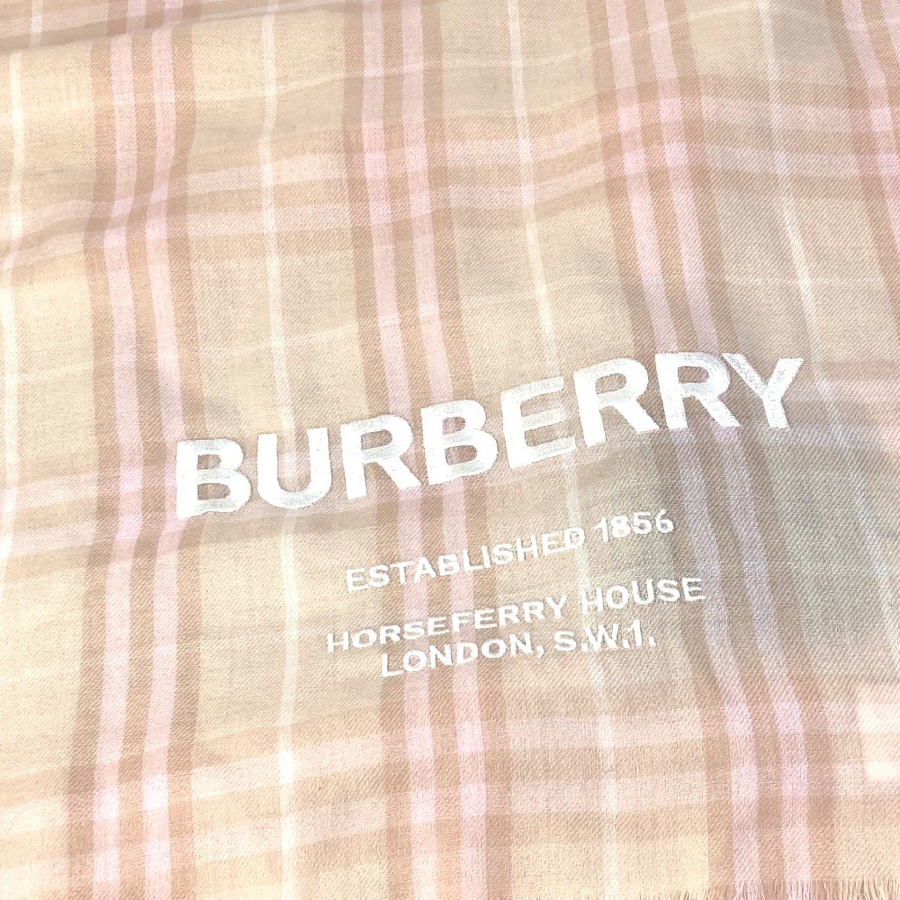 Burberry check Stole/Shawl shawl fringe Scarf Pink/Beige