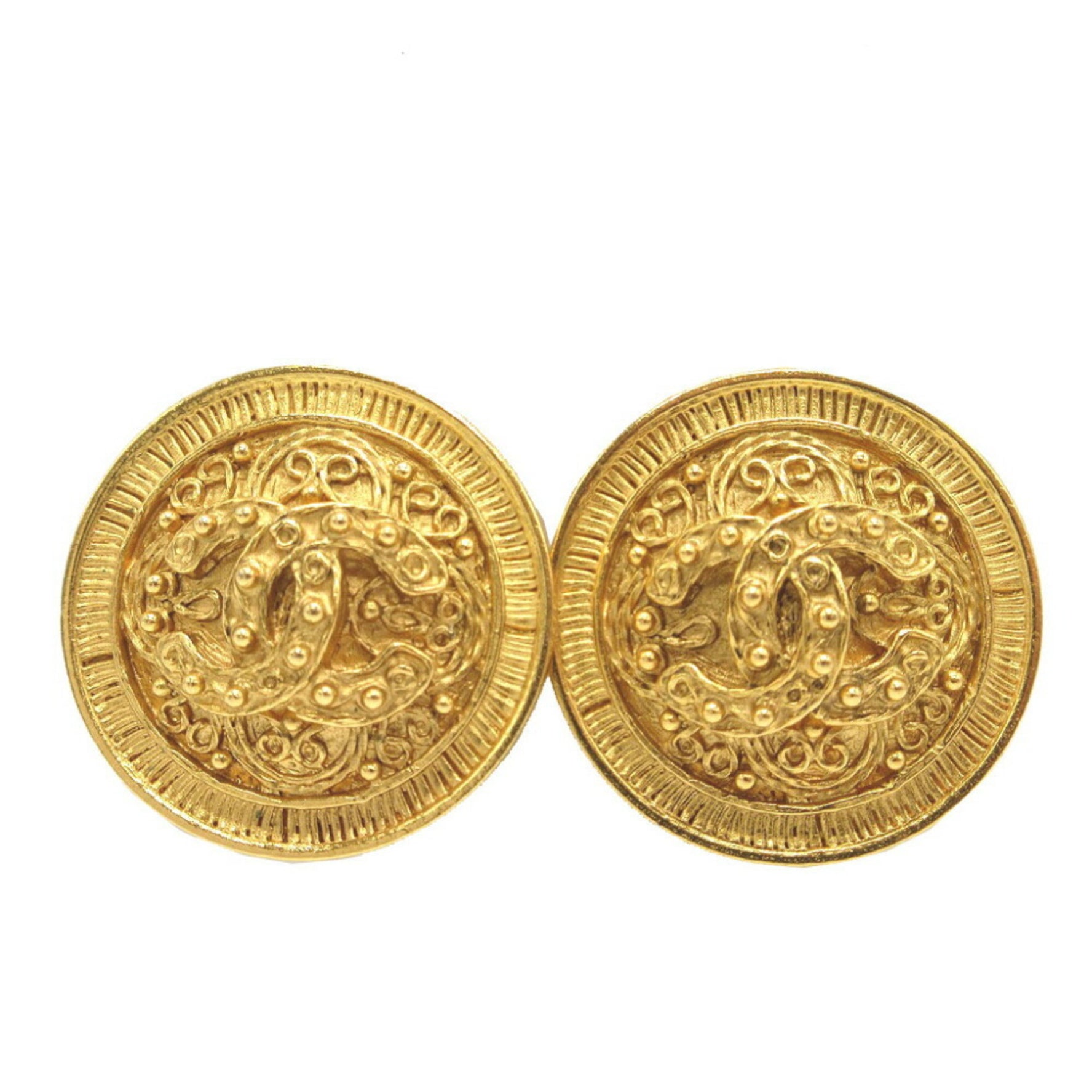 CHANEL Cocomark Lava Metal Earrings