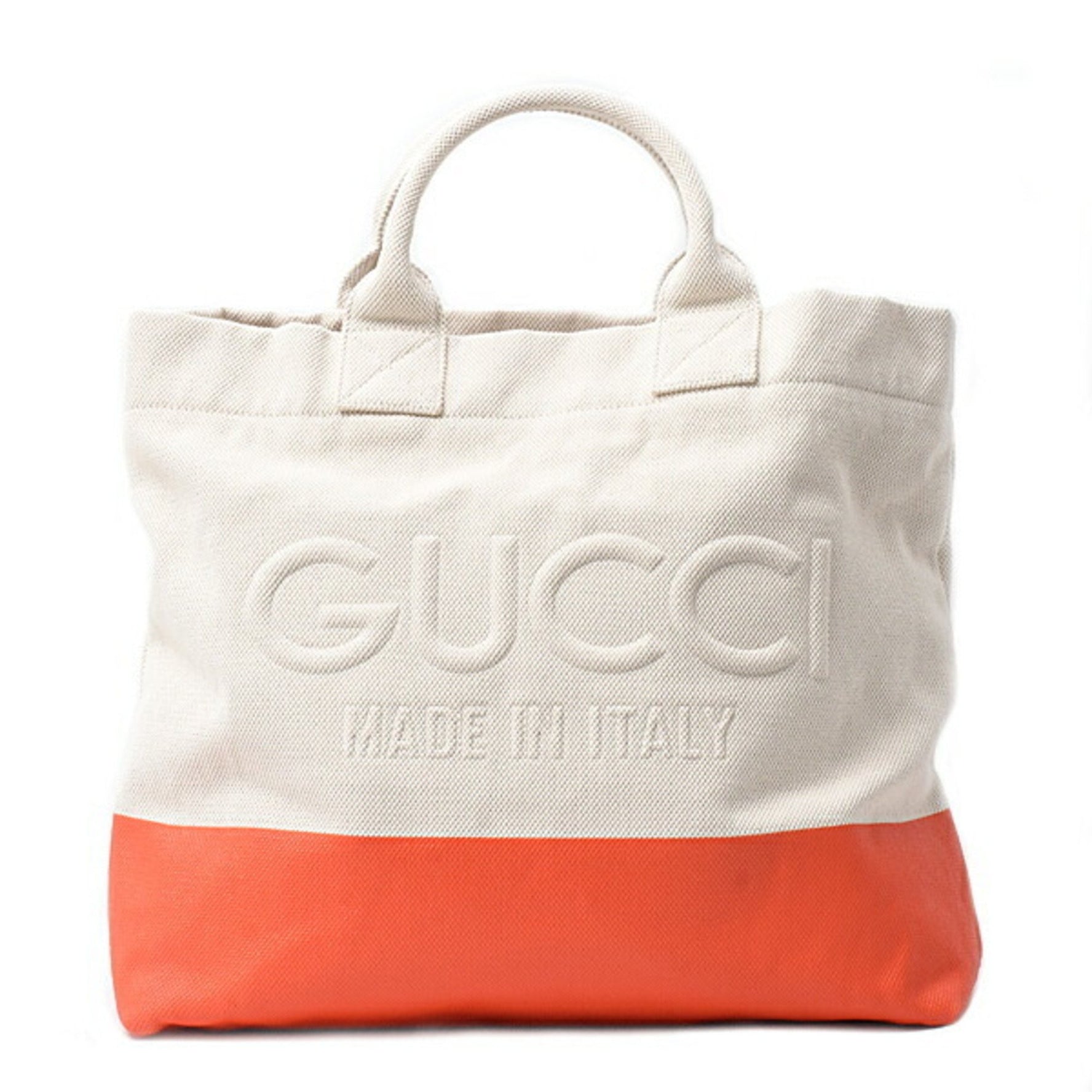 Gucci Men's and Embossed Canvas Handbag Tote Bag in White Orange