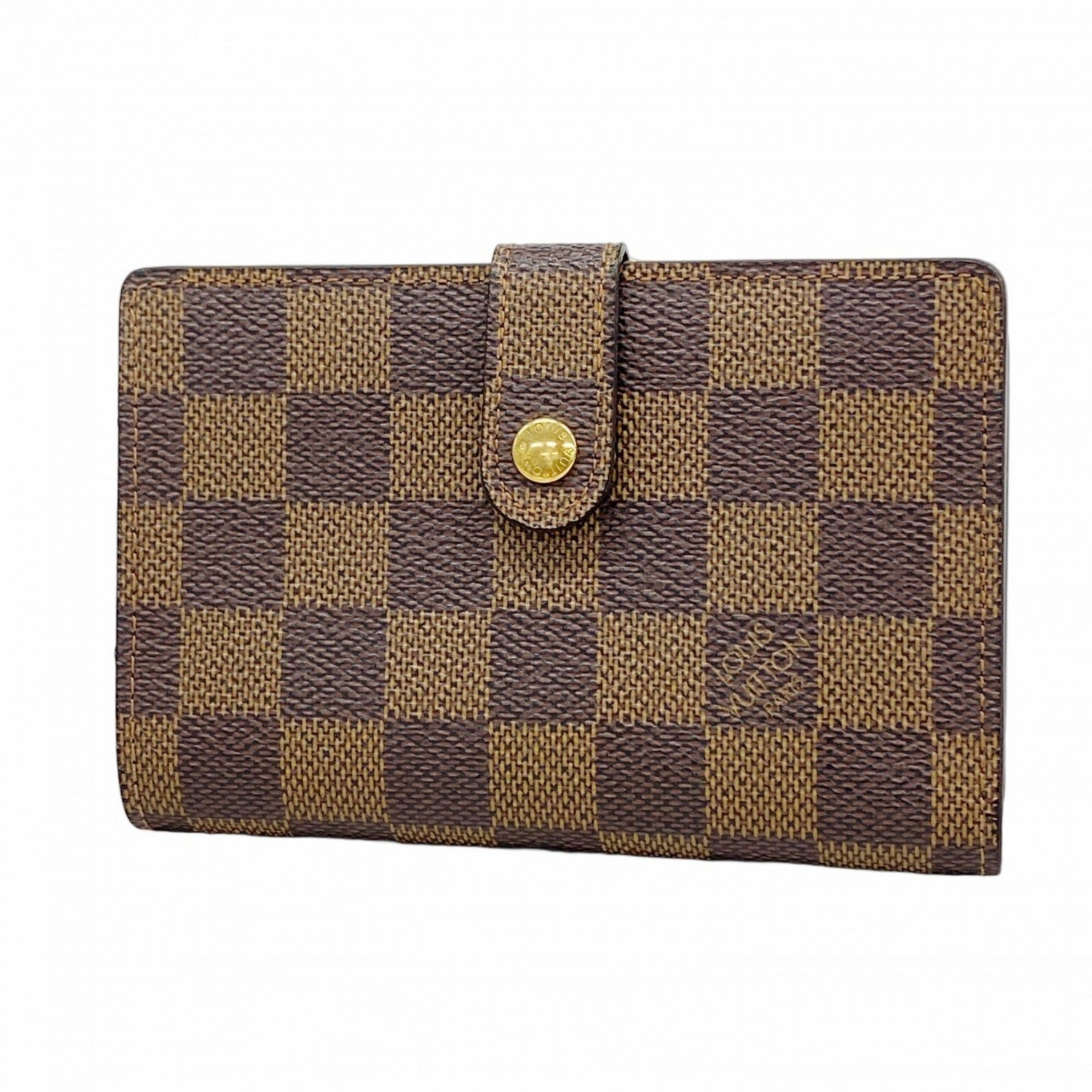 Louis Vuitton Damier Porte Monnaie Bi-fold Viennois Wallet N61664 Ebene Women's