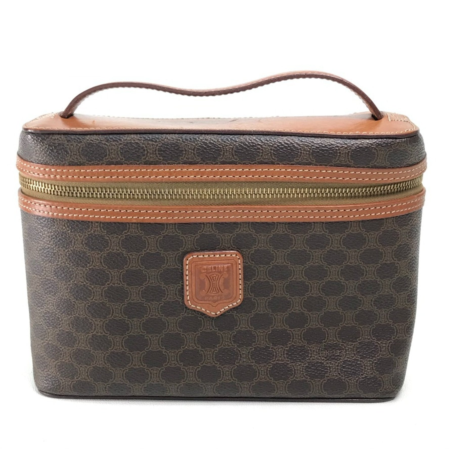 CELINE Macadam Makeup Pouch, Handbag, Vanity Bag, Leather/PVC