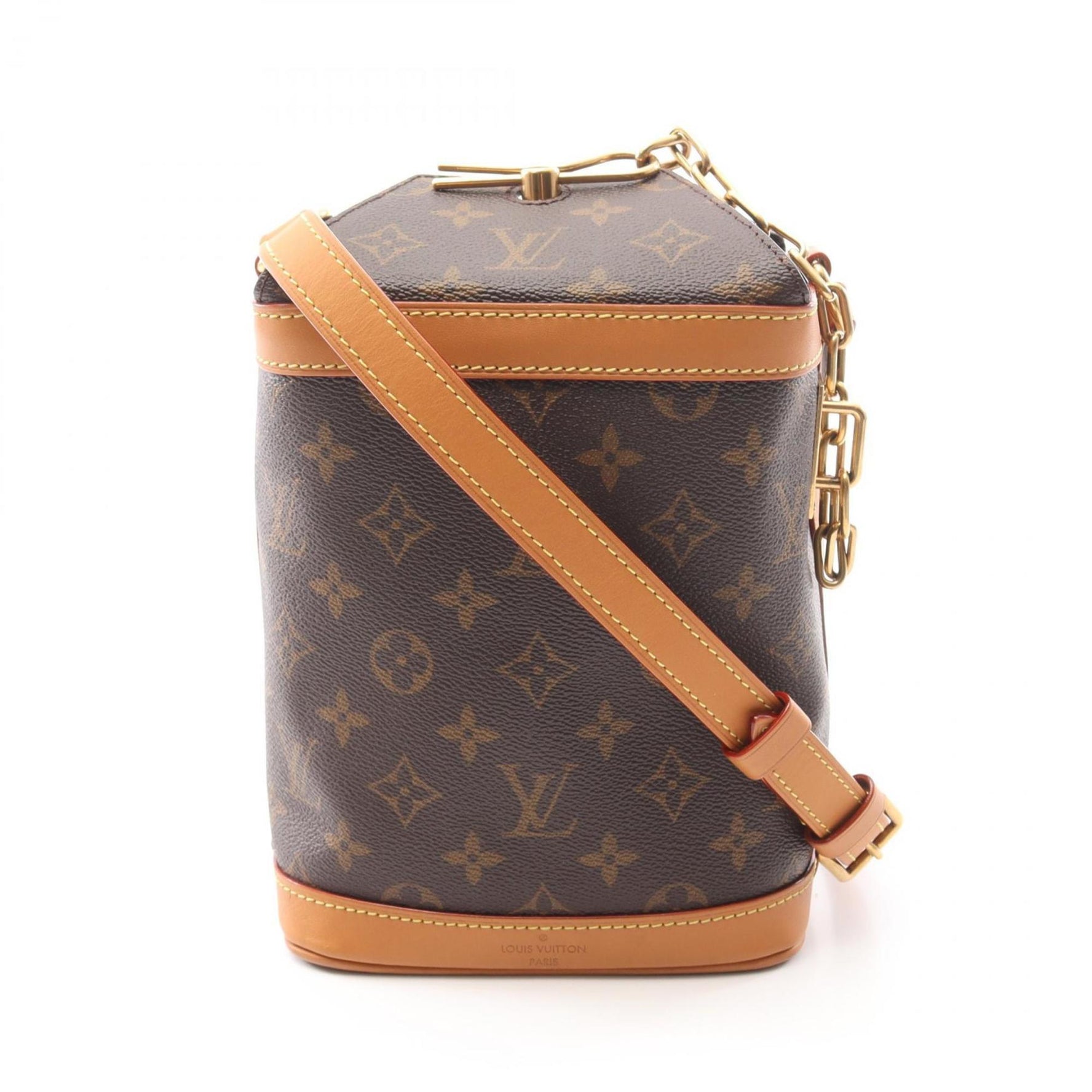 Louis Vuitton Milk Box Shoulder Bag Coated Canvas Leather Monogram Brown
