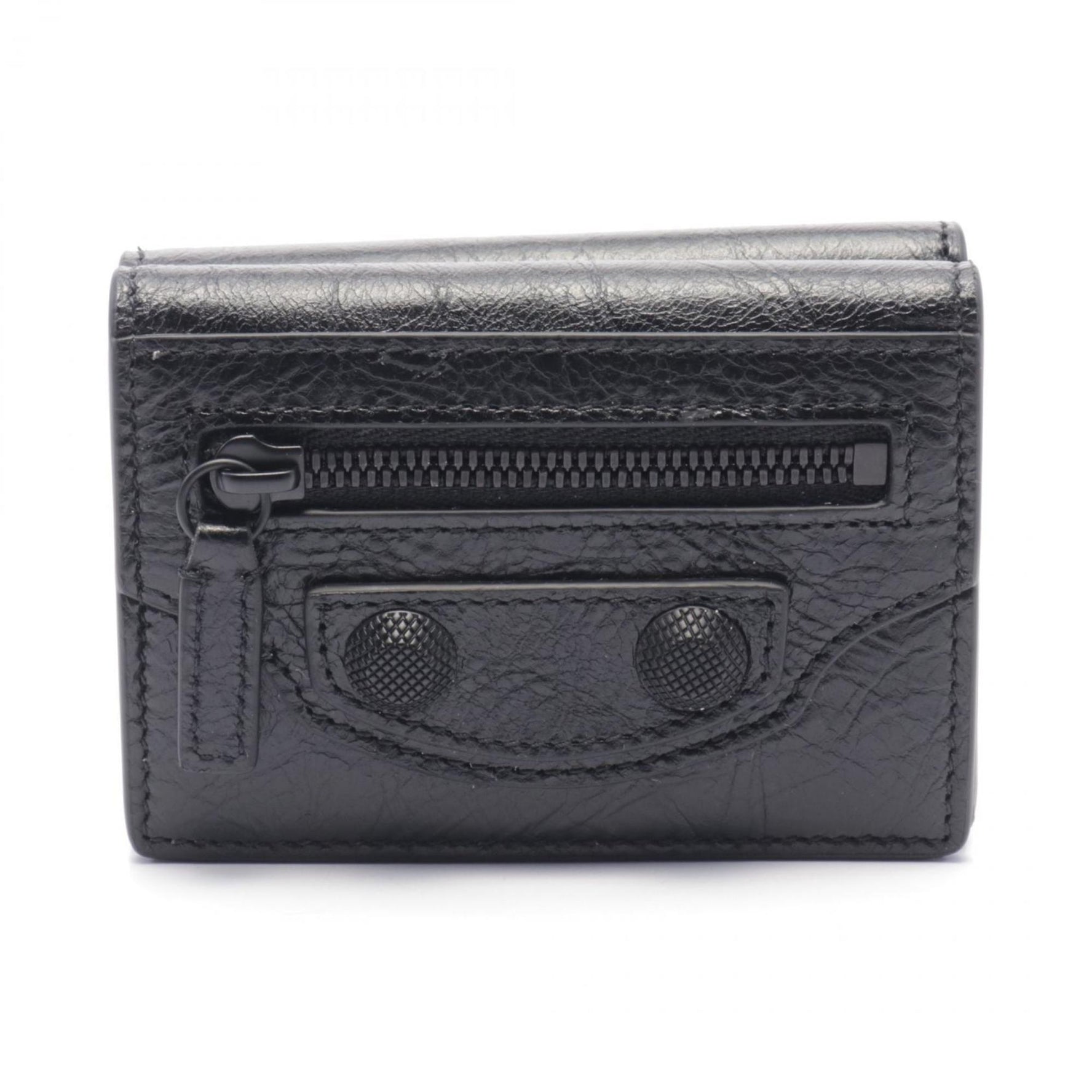 BALENCIAGA CAG MINI WALLET Tri-fold wallet Leather Men's Black 7684302AA561000