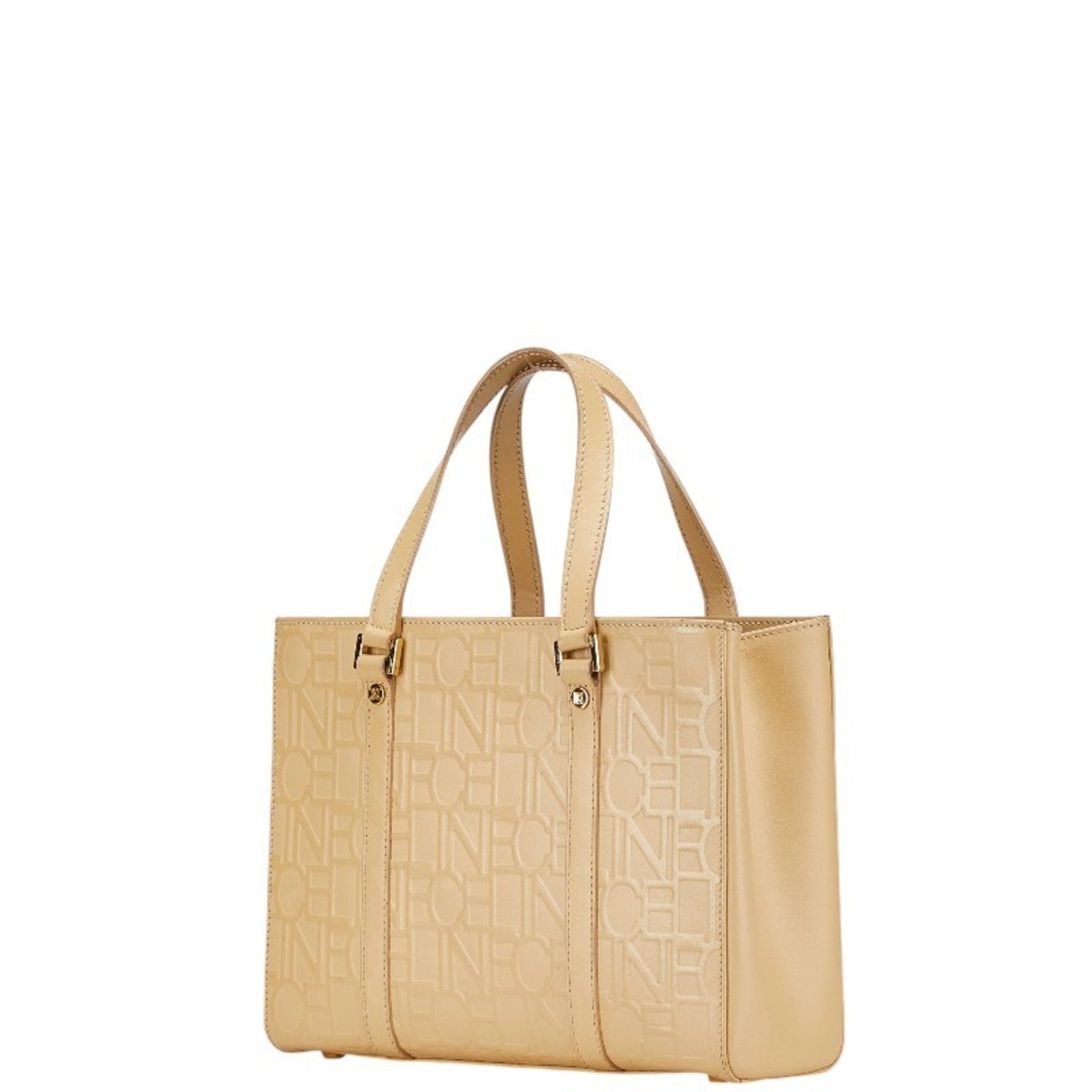 CELINE Logo Embossed Handbag Leather