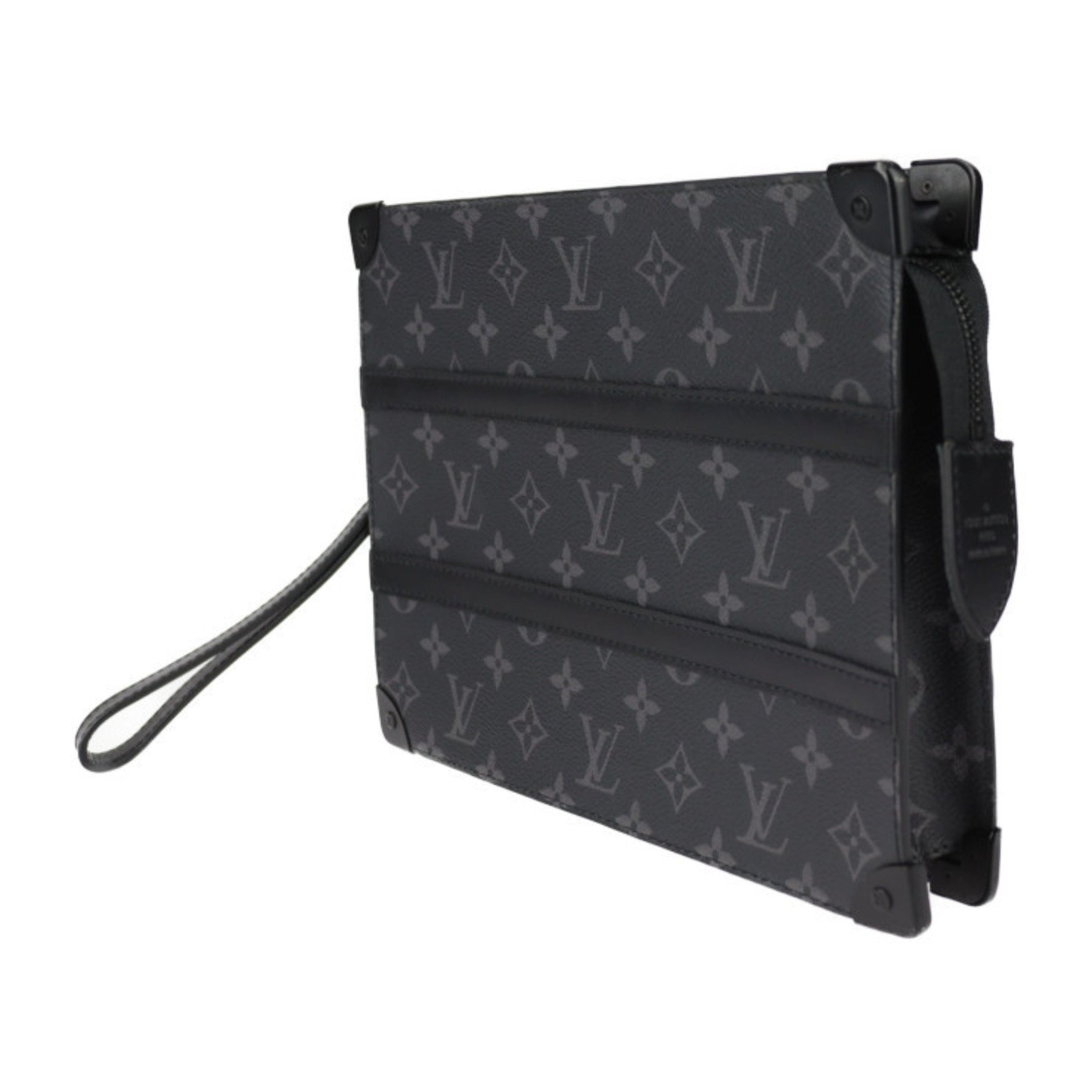 LOUIS VUITTON Louis Vuitton Trunk Pochette Second Bag M45937 Monogram Eclipse Leather Black and Gray Clutch Pouch R2424113008100
