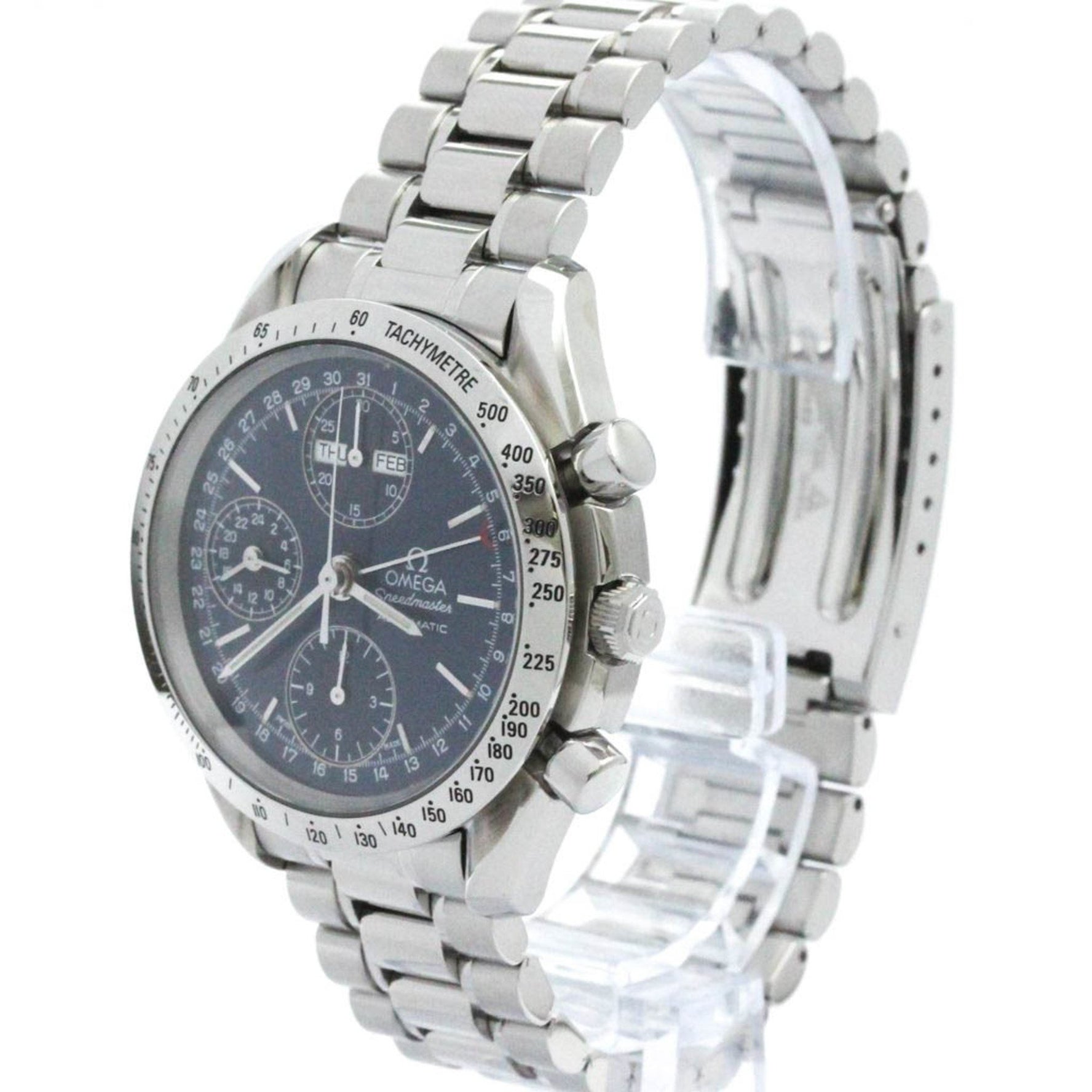 Polished OMEGA Speedmaster Triple Date Steel Automatic Watch 3521.80 BF580145