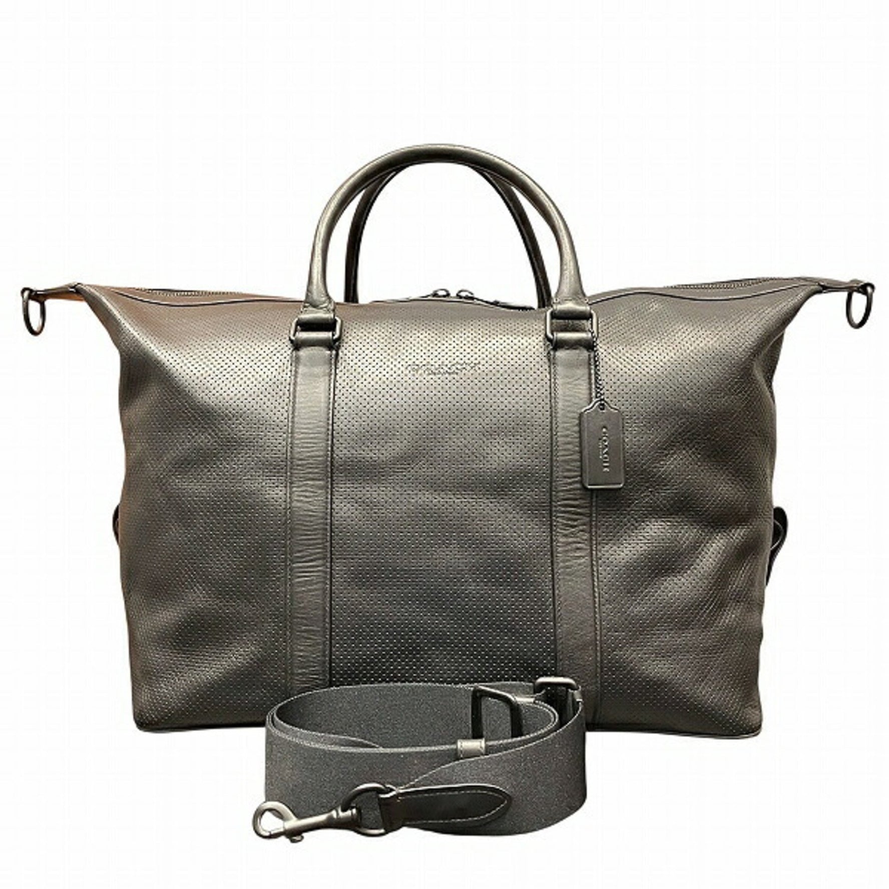 Coach Perforated Leather Boston Bag