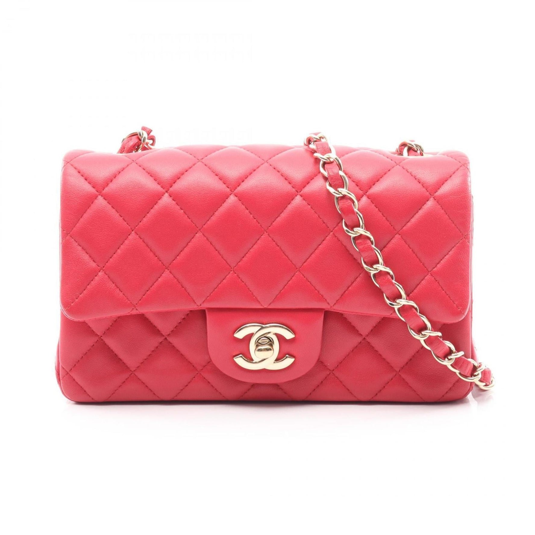CHANEL Mini Matelasse 20 Shoulder Bag in Lambskin Leather, Red