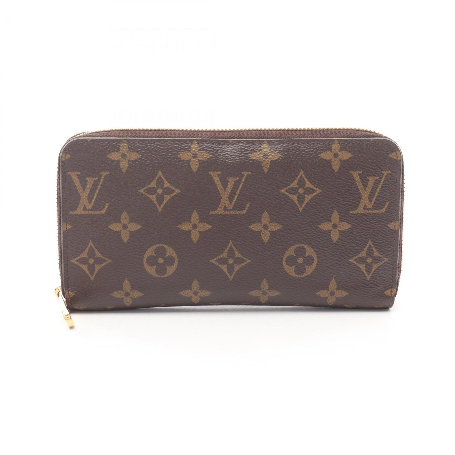 Louis Vuitton Zippy Wallet, Round Long Coated Canvas, Monogram, Brown and Red