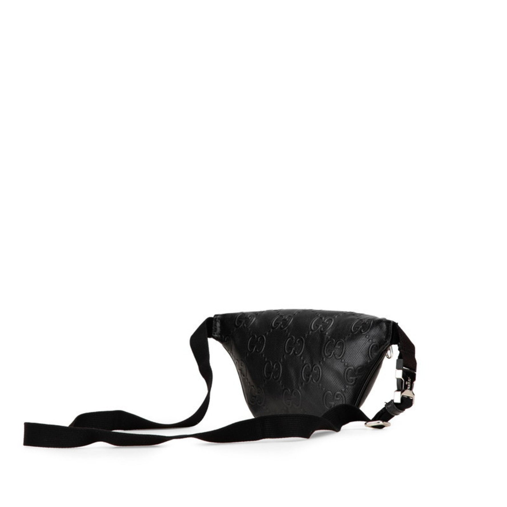 Gucci GG embossed belt bag, waist body bag 658582, black leather, women's.