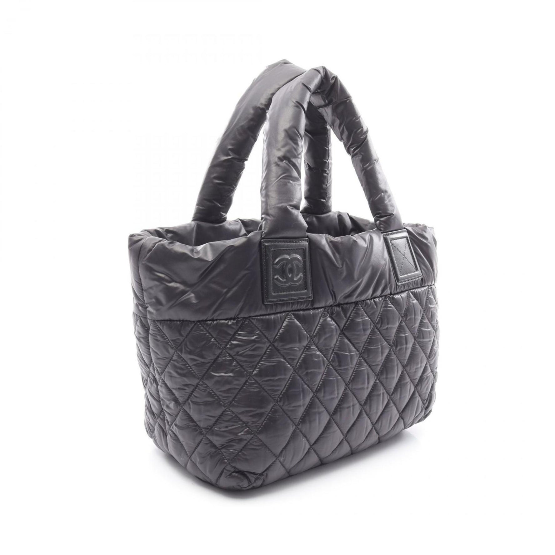 CHANEL Coco Cocoon Small Tote Bag, Nylon and Leather, Black Bordeaux