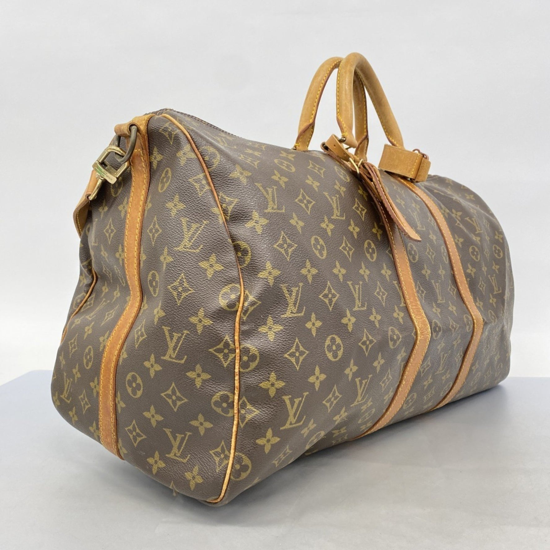 Louis Vuitton Monogram Keepall Bandouliere 55 Boston Bag M41414 Brown Men's and Women's