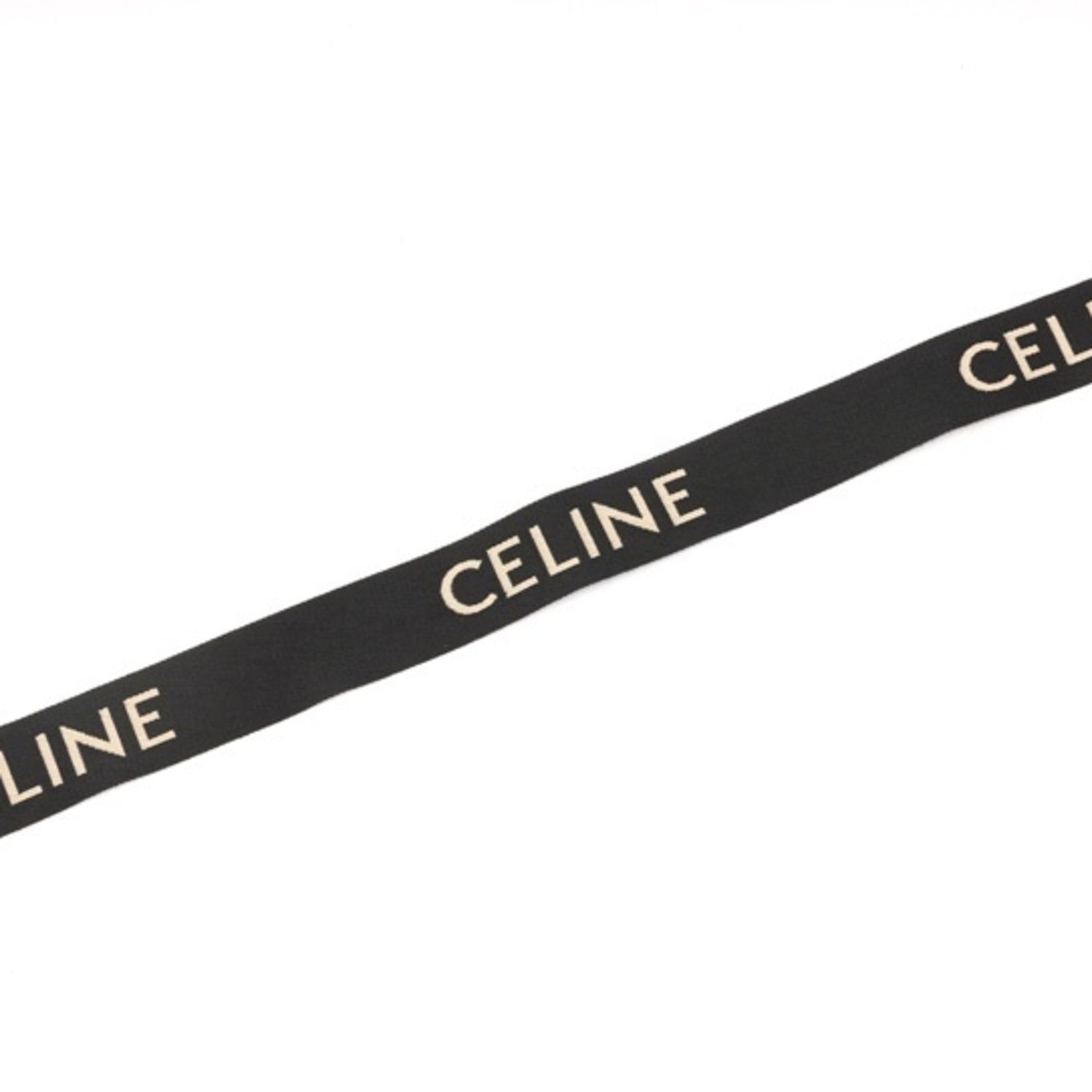 Celine Jacquard Long Strap Wool Leather Black White