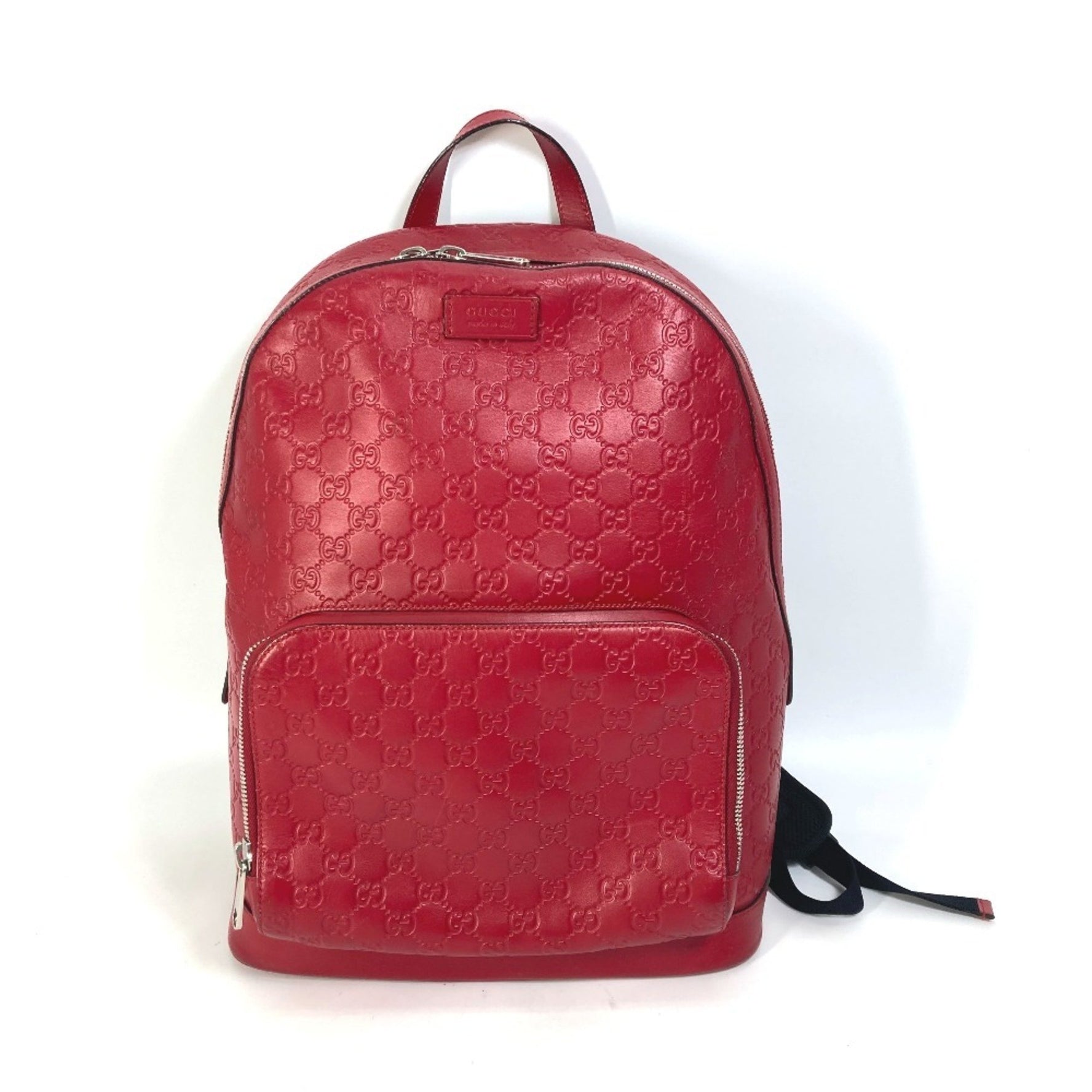 GUCCI Guccissima GG Backpack in Shimmering Leather, Unisex, Red