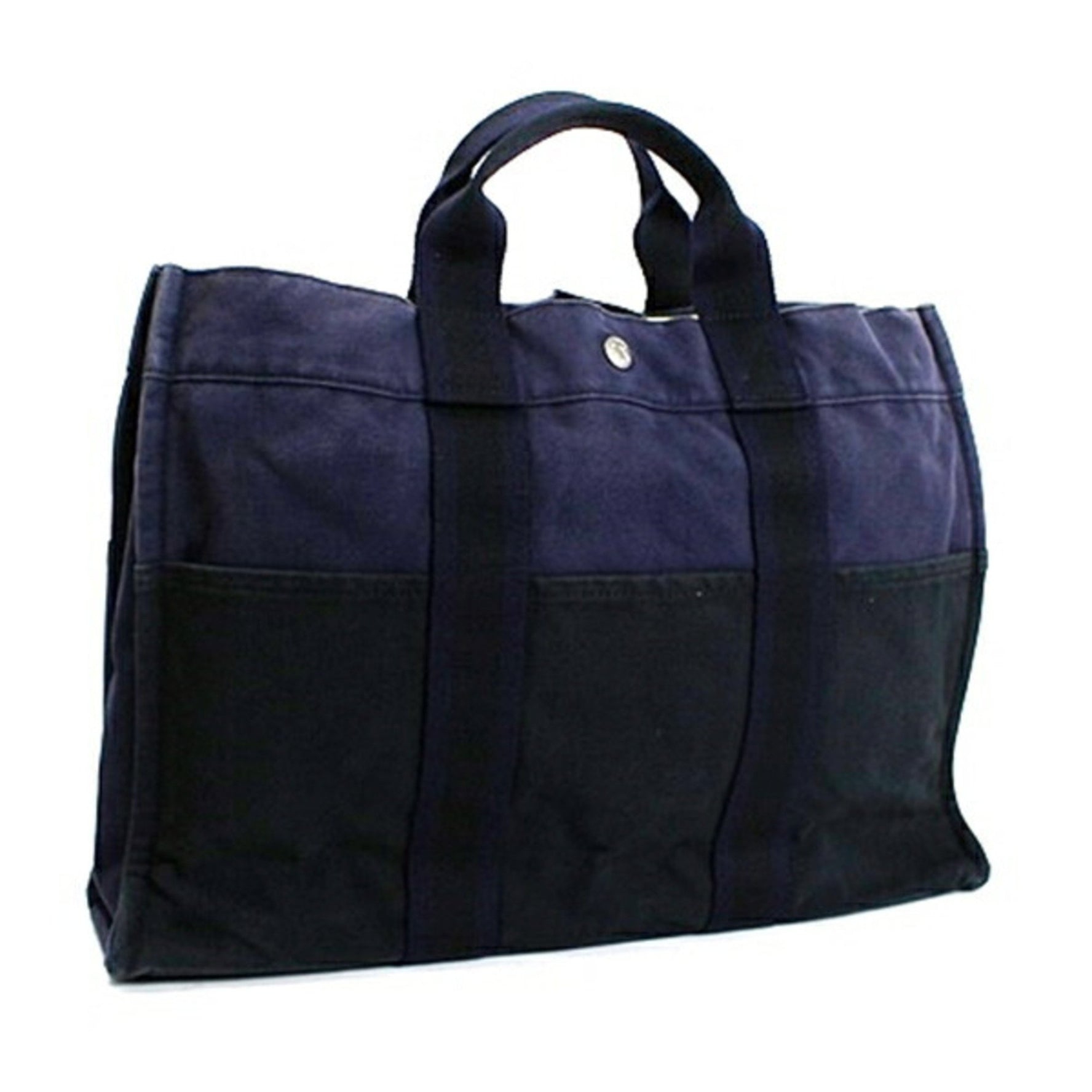 Hermes Foul Tote MM Canvas Bag Navy x Black Men's Unisex
