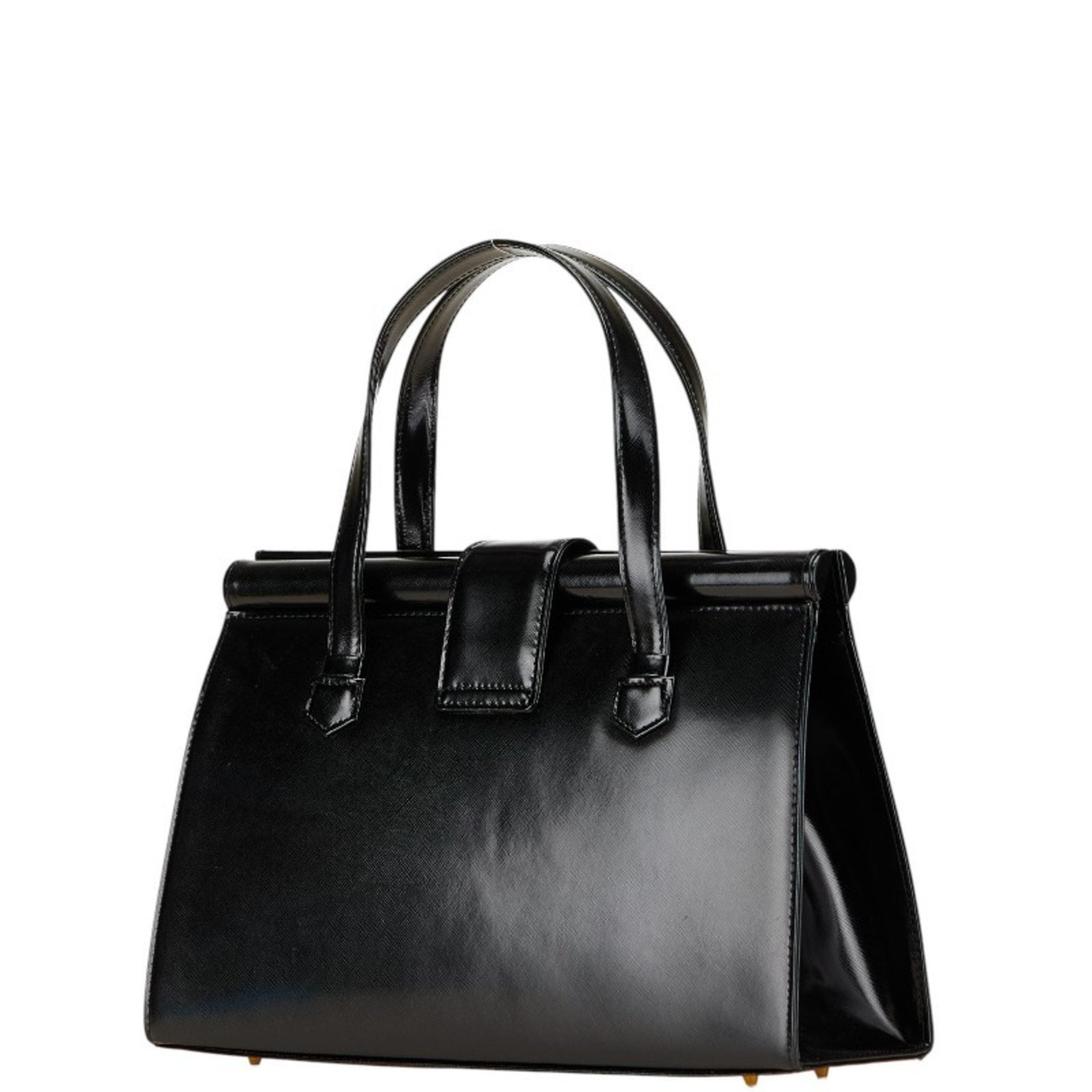 Saint Laurent logo plate handbag in leather .