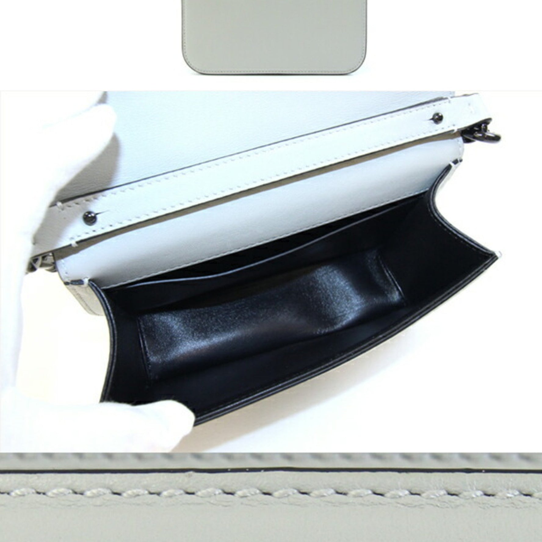 Valentino Garavani Rocos Small Shoulder Bag in Light Gray Leather with Pochette