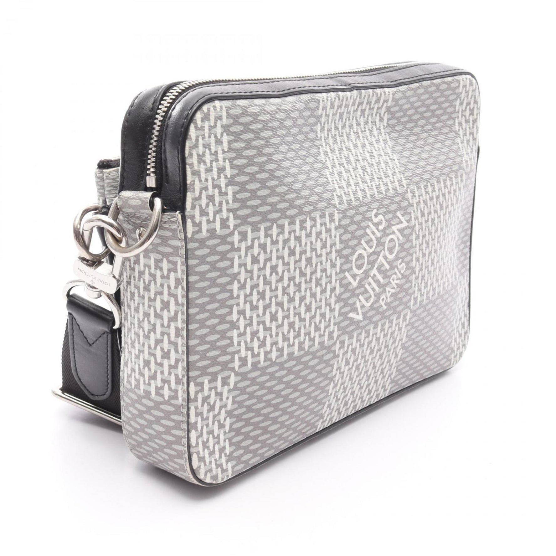Louis Vuitton Trio Messenger Shoulder Bag in Coated Canvas and Leather with Damier Graphite Finish, Gray White