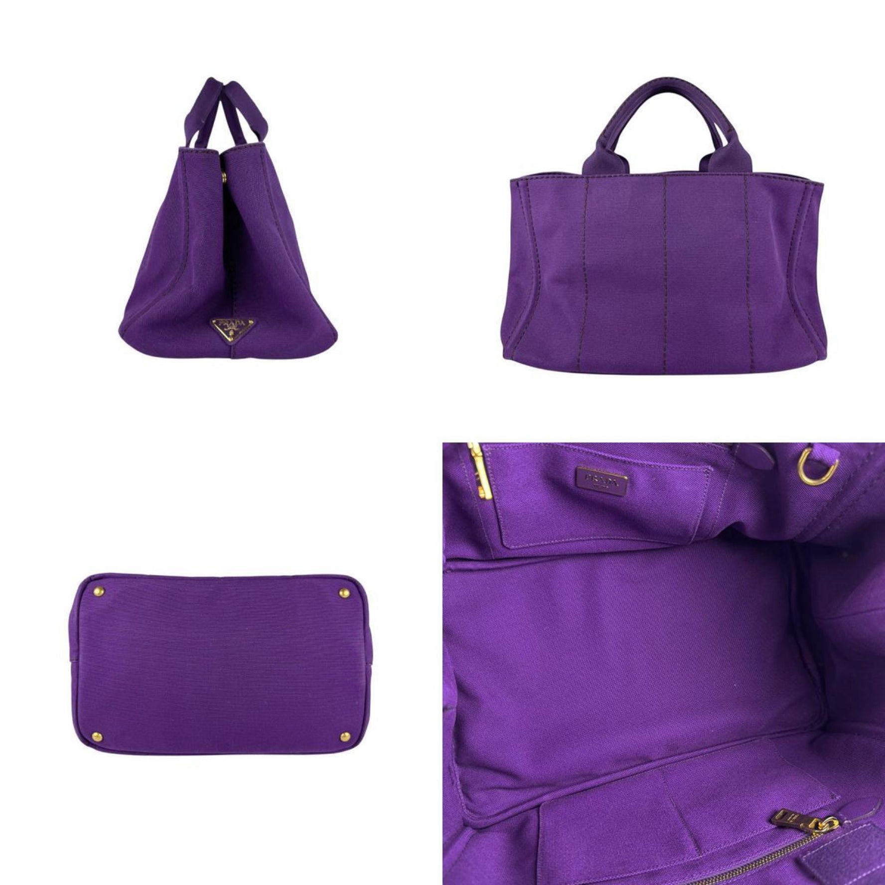 PRADA Handbag Shoulder Bag Canapa Canvas Purple Women's