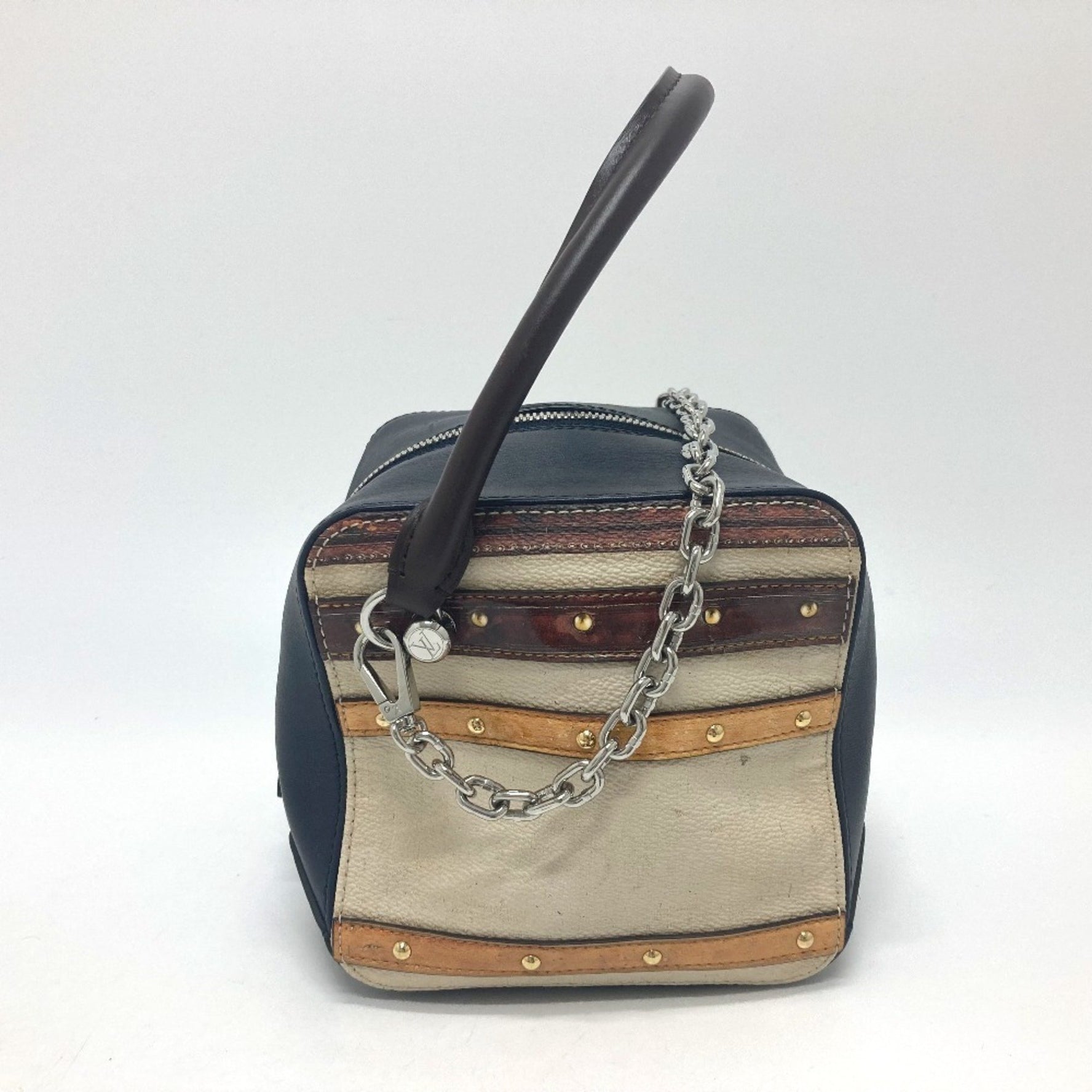LOUIS VUITTON M52350 Trompe l'oeil Chain 2-Way Leather Handbag, Women's, Black/Beige