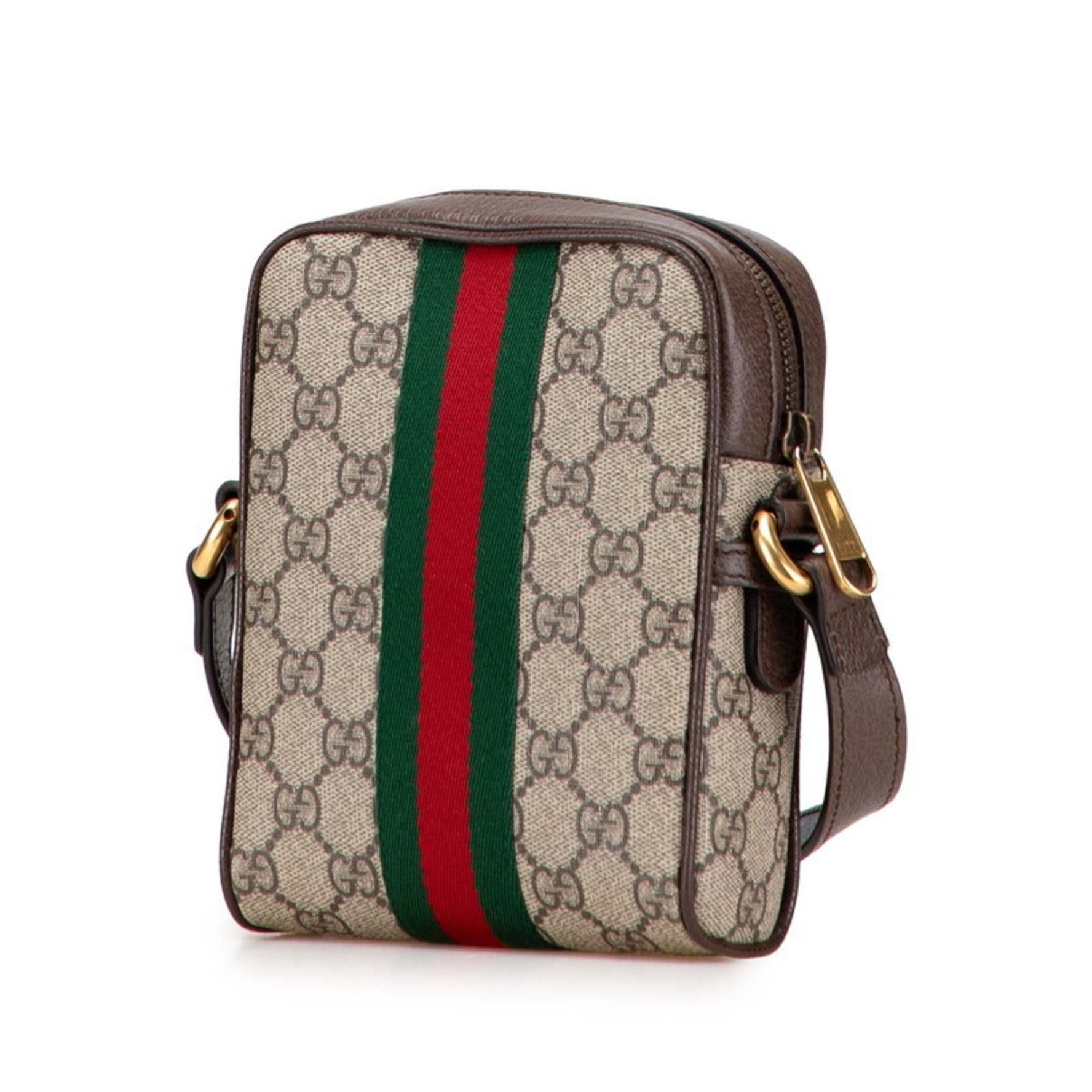 Gucci GG Supreme Ophidia Shoulder Bag Beige Brown Leather