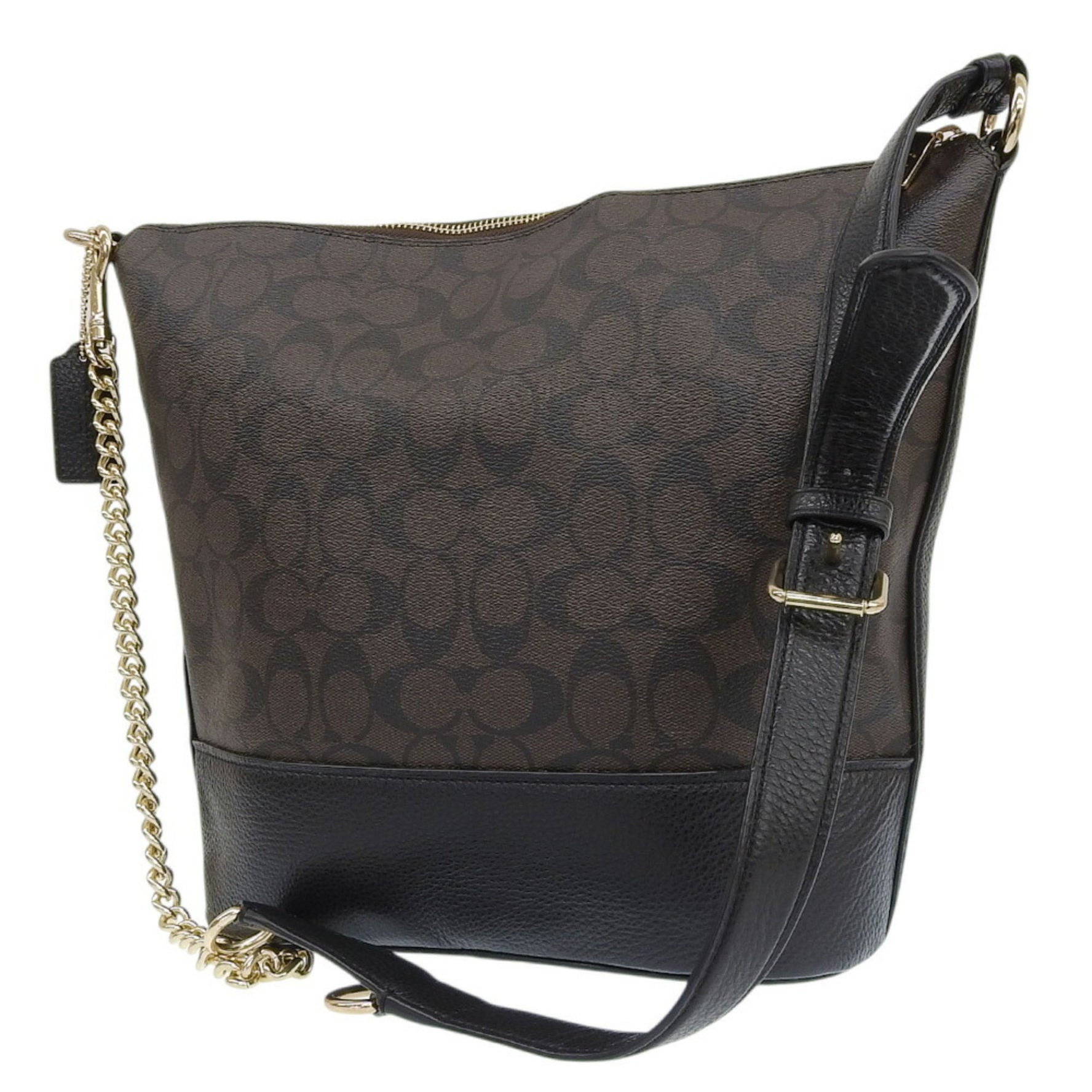 Coach Signature Chain Shoulder Bag Brown/Black