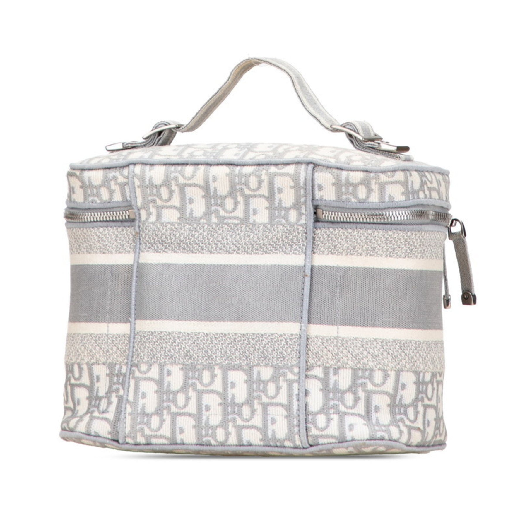 Christian Dior Dior Oblique Travel Vanity Handbag in Gray and White Canvas