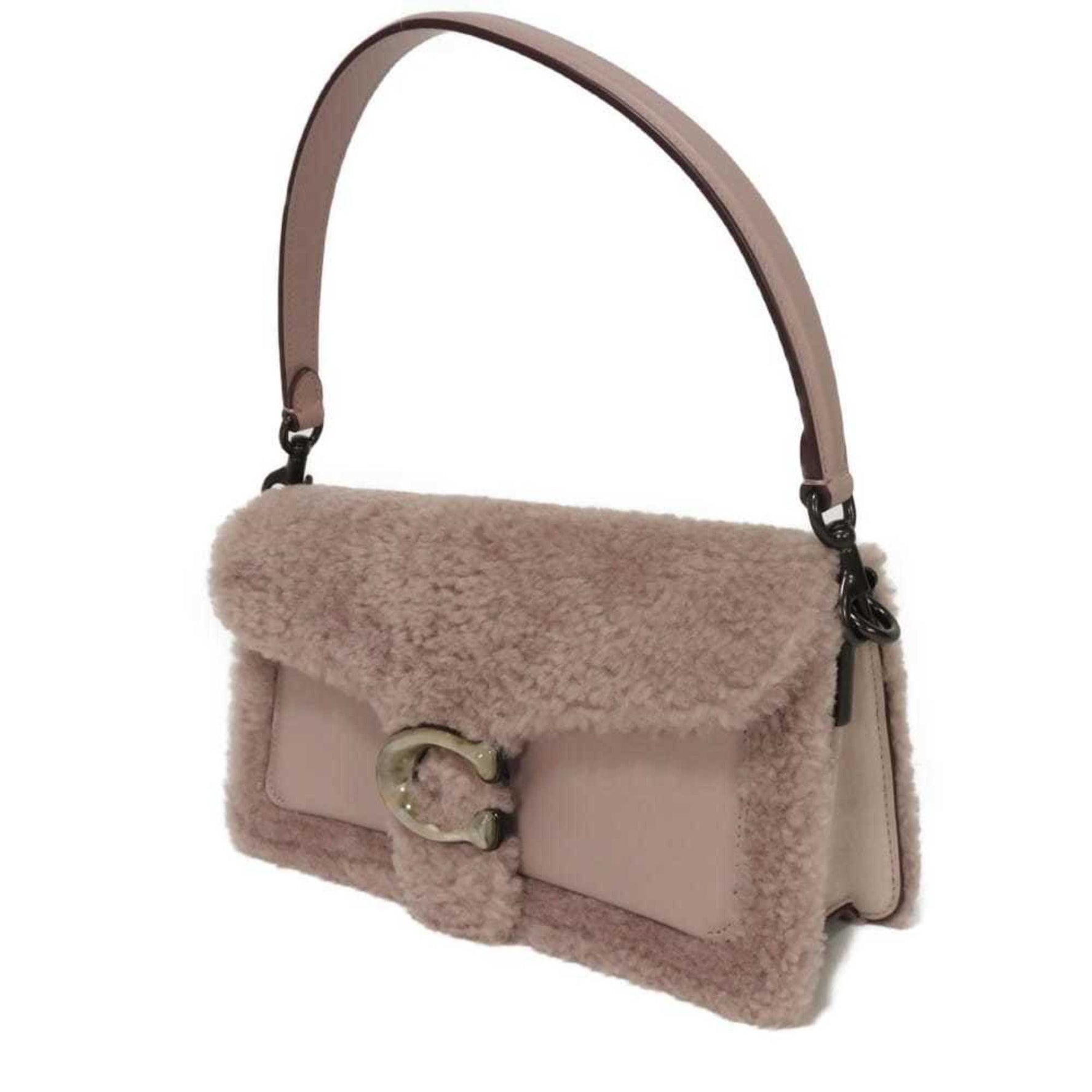 Coach Pillow Tabby Shoulder Bag, Size 26, Calfskin Suede, C-Mark Shearling, Dusty Rose, 6807, Bag