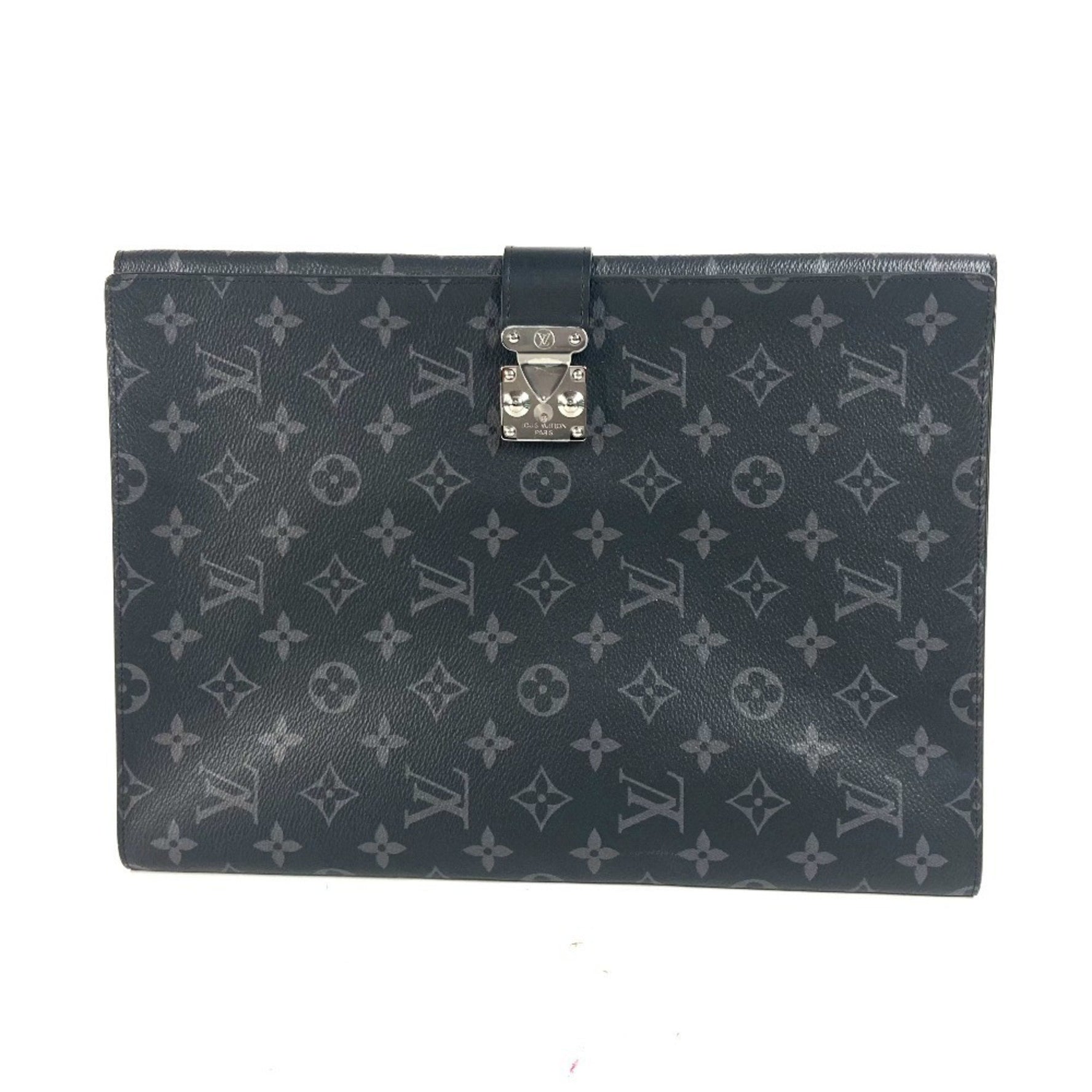 Louis Vuitton Monogram Eclipse Porte de Guerlain Frank GM Bag Document Case Clutch Canvas Men's Black