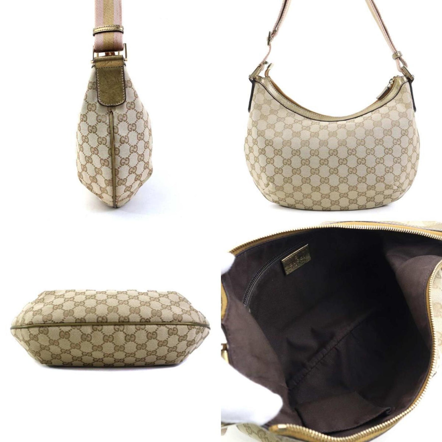 GUCCI Shoulder Bag GG Canvas Beige x Gold Men's