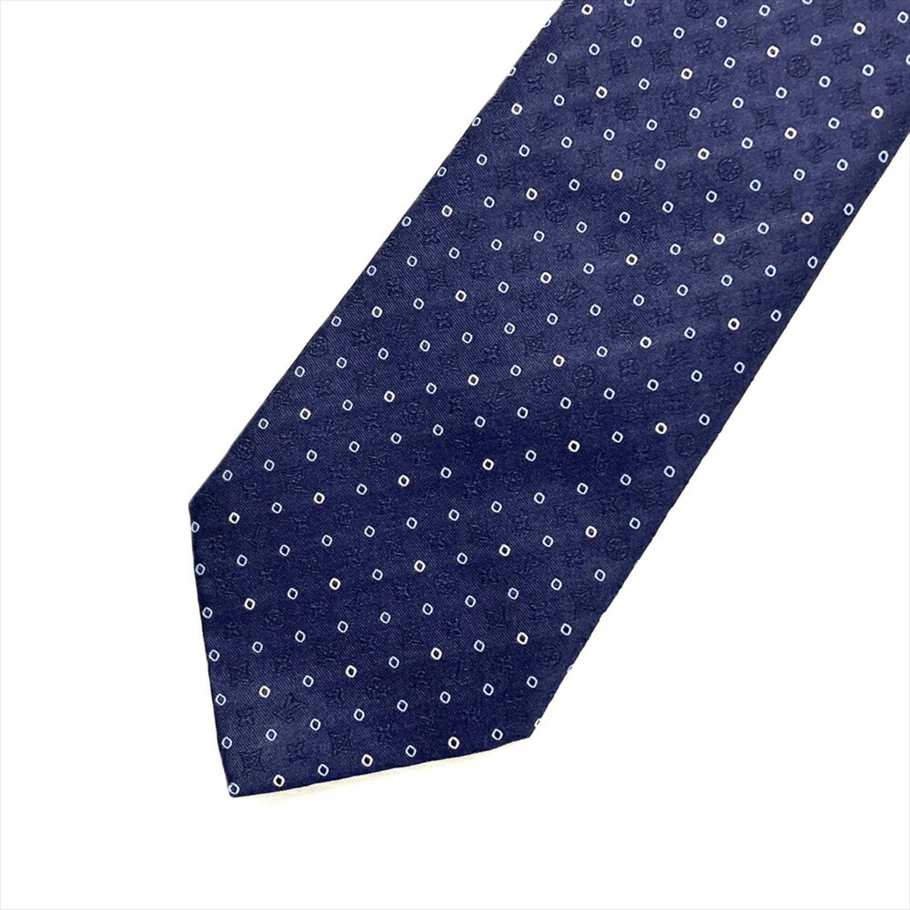 LOUIS VUITTON Necktie Silk 146cm M71705 TT0197 Monogram Navy