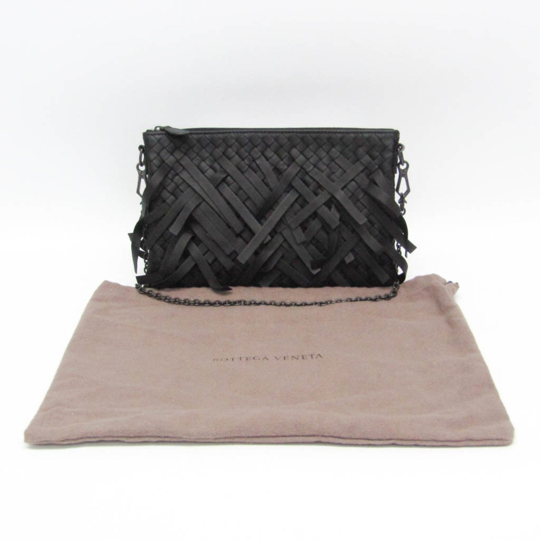 Bottega Veneta Intrecciato Fringed Chain Shoulder Bag Leather Shoulder Bag