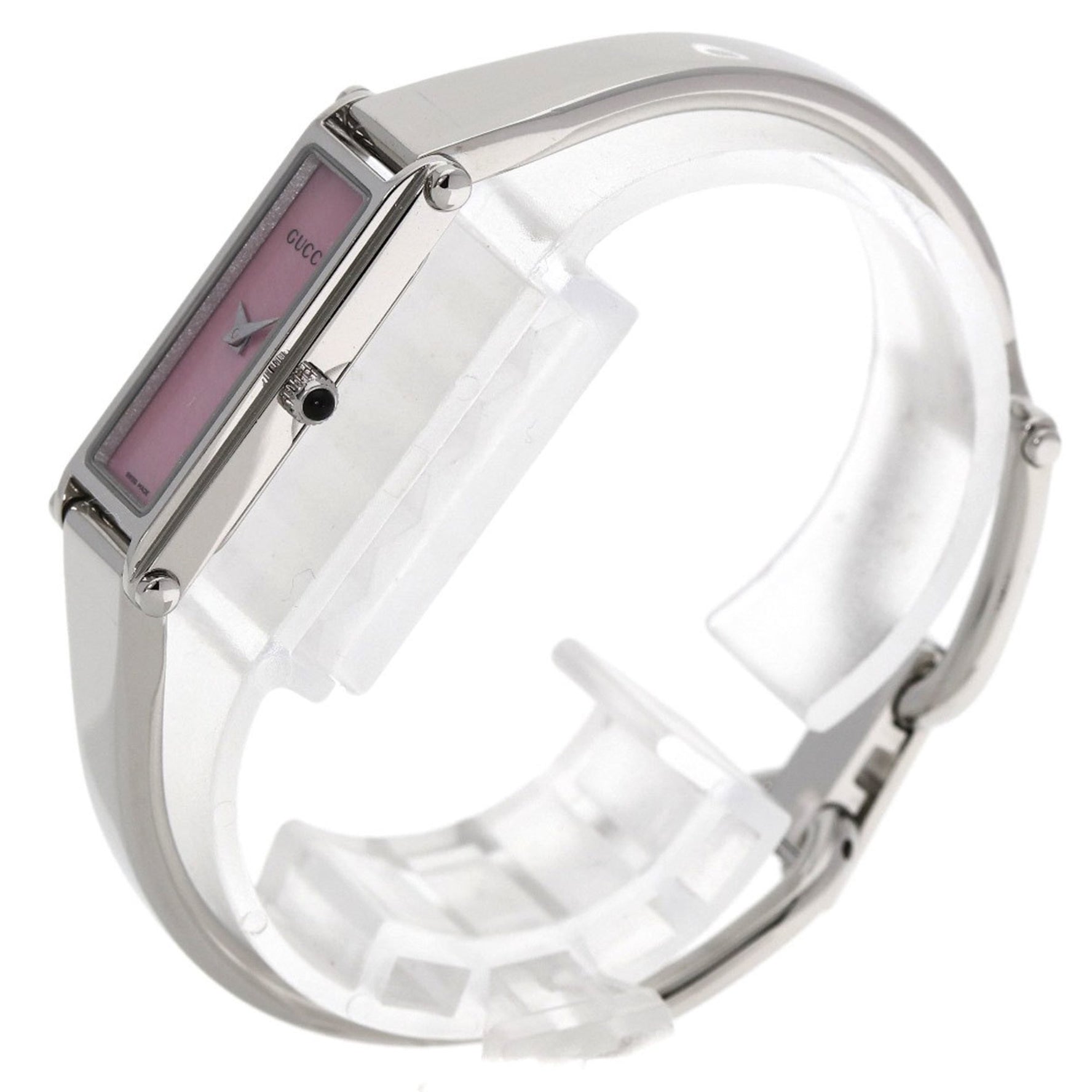 Gucci Square Face Bangle Pink Shell Watch Stainless Steel/SS