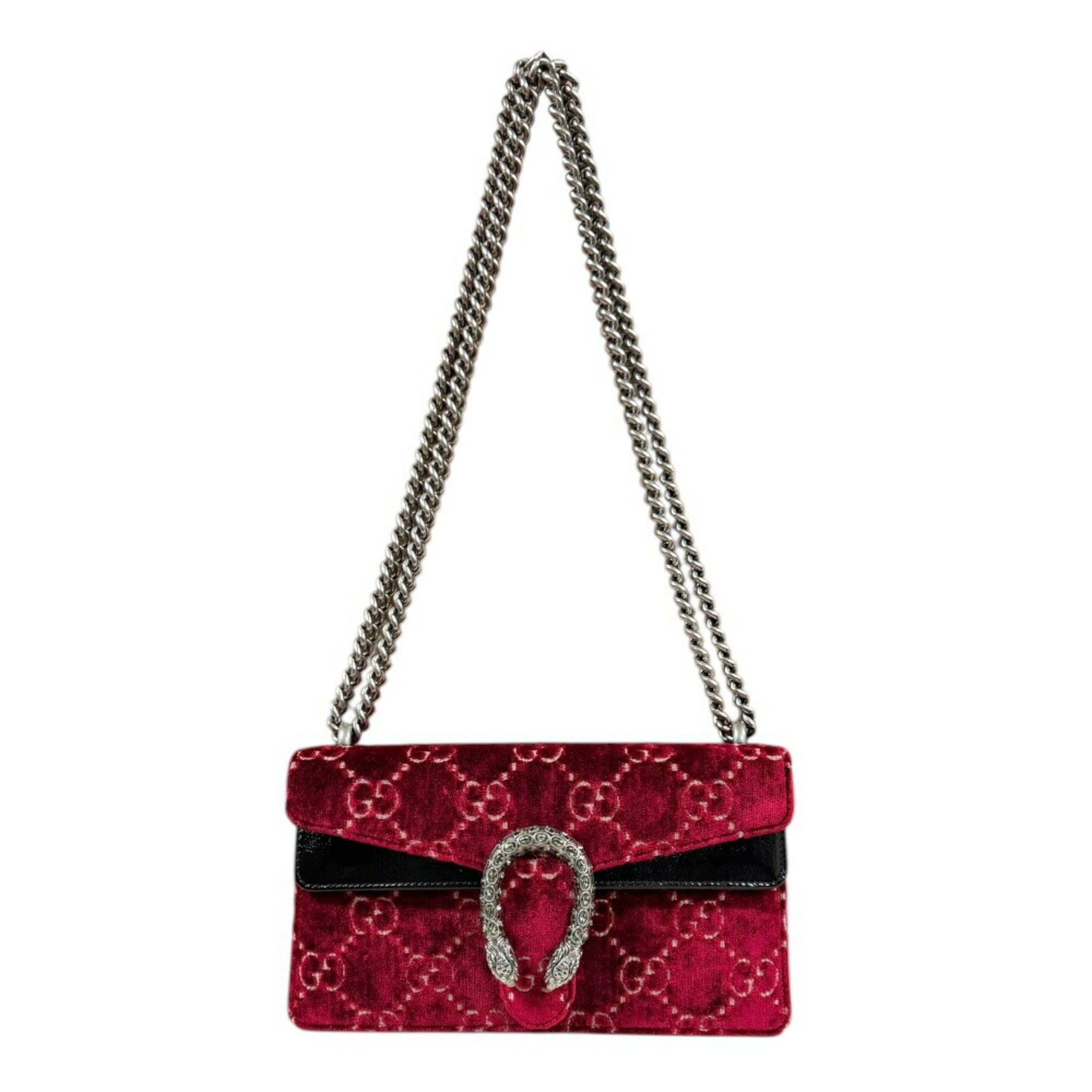 Gucci Small Shoulder Bag Dionysus Velvet Red Chain