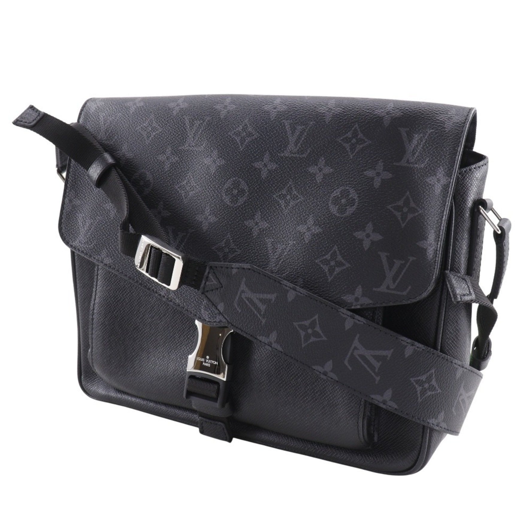 Louis Vuitton Taigalama Shoulder Bag Taiga x Monogram Eclipse Canvas, Size, Flap