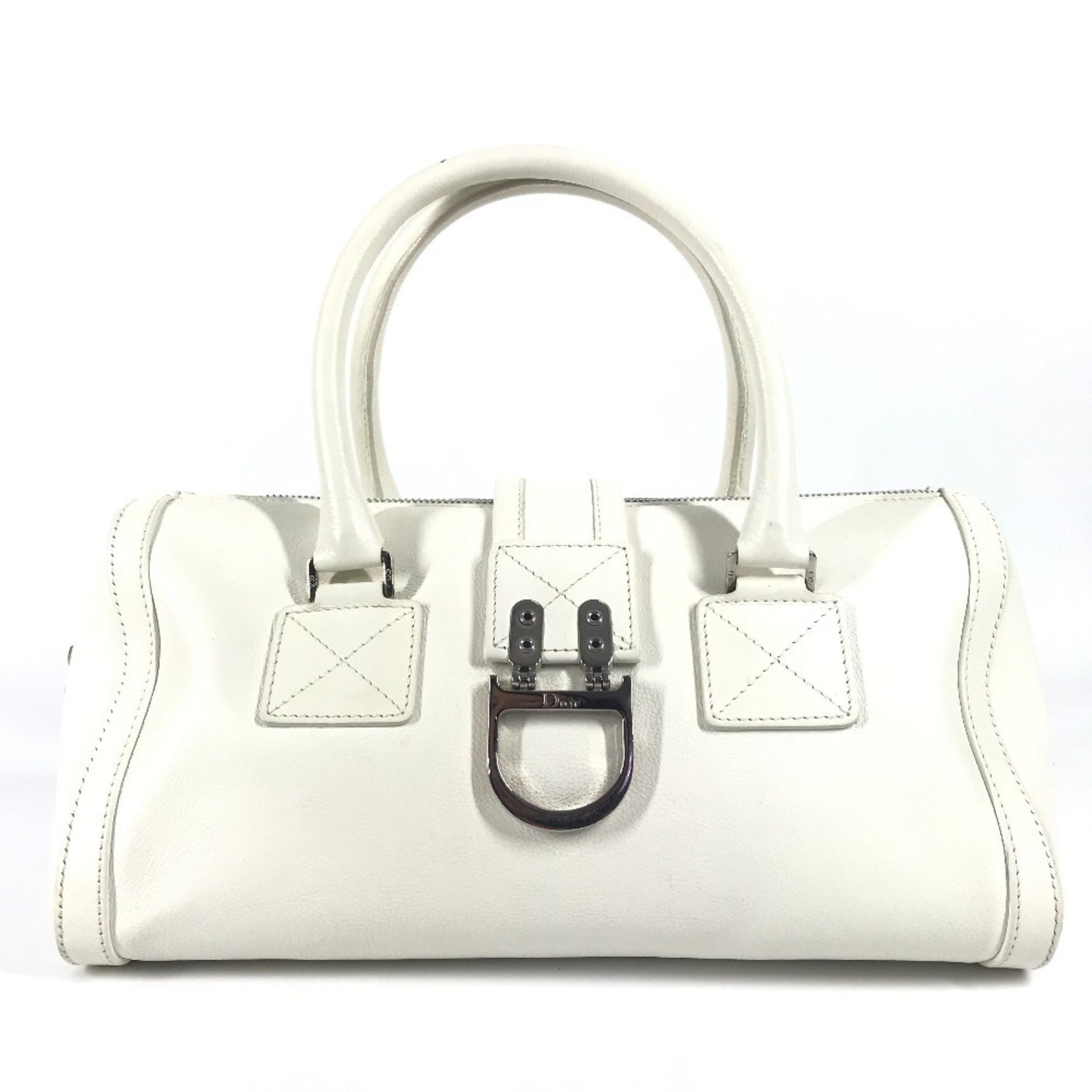 Christian Dior Dior D logo bag, top handle, mini Boston horizontal buckle, handbag, leather