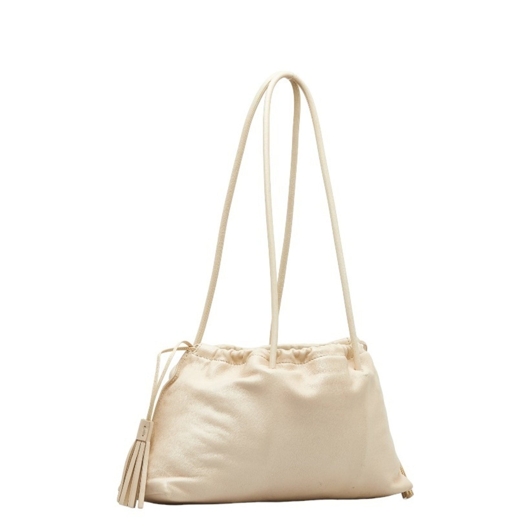 Gucci Tassel Handbag Tote Bag 001 4403 White Ivory Leather Women's GUCCI