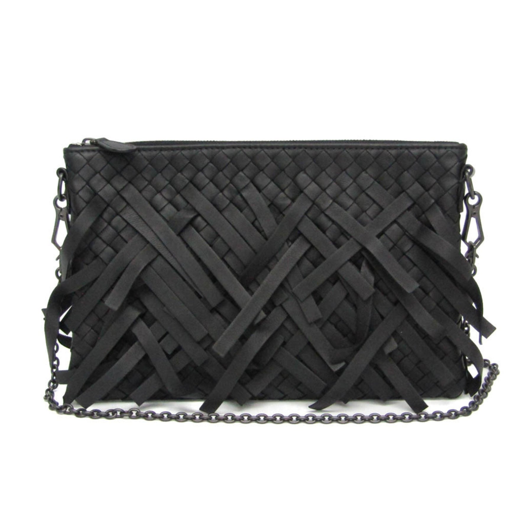 Bottega Veneta Intrecciato Fringed Chain Shoulder Bag Leather Shoulder Bag