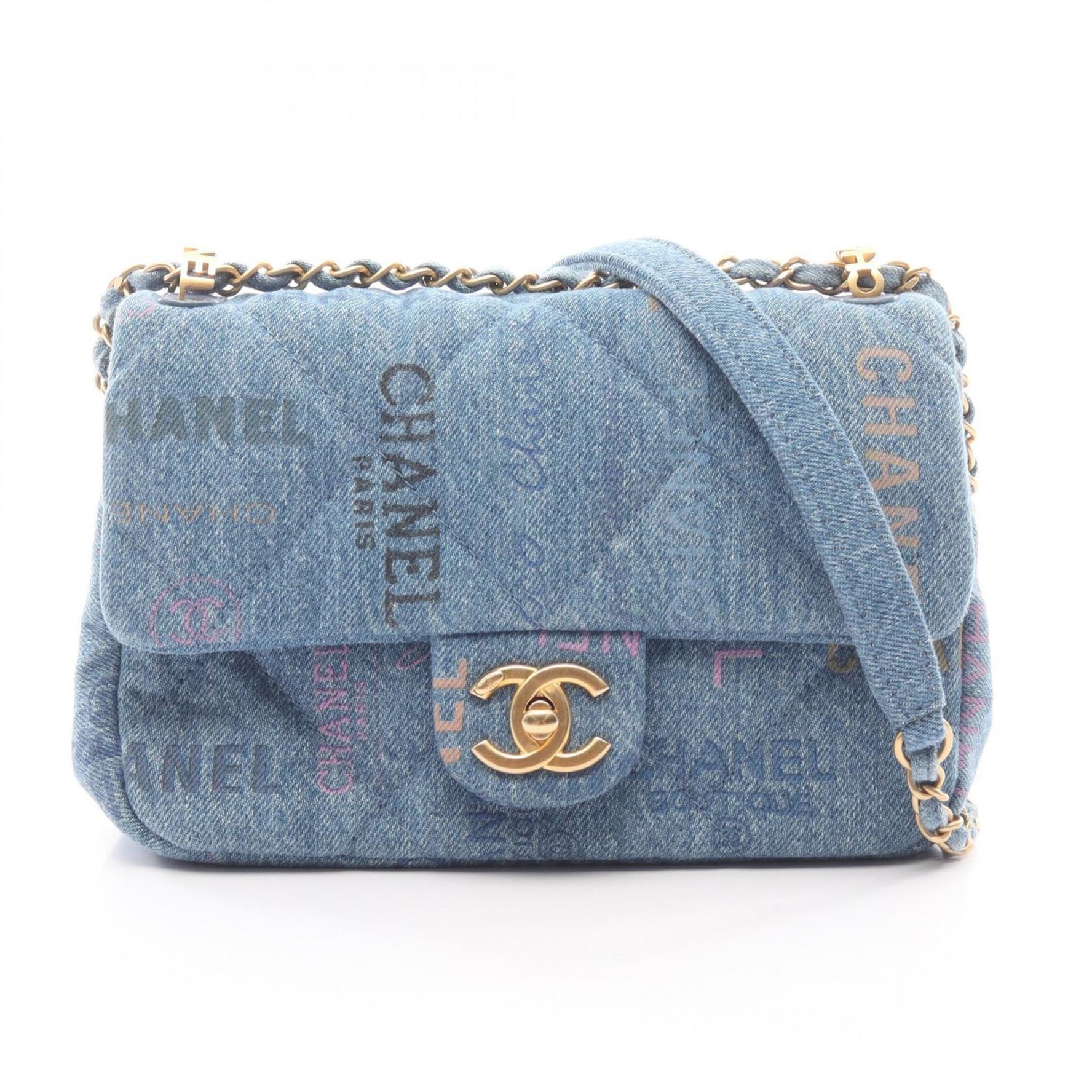 CHANEL Matelasse Small Flap Bag, Shoulder Denim, Blue, Multicolor