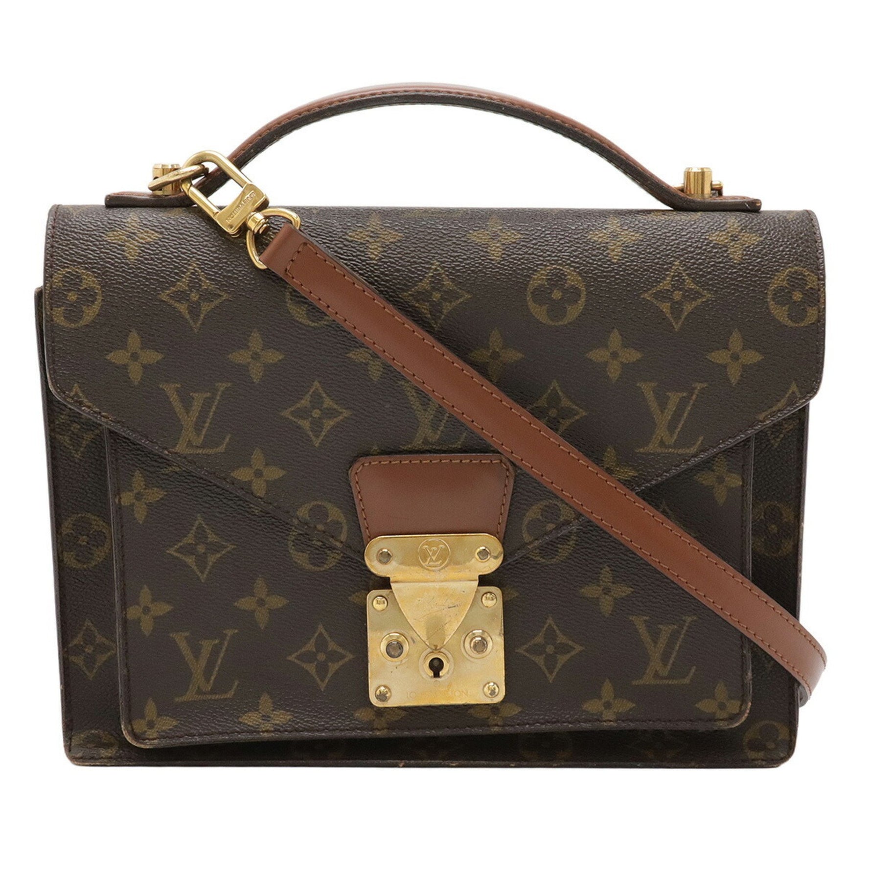Louis Vuitton Monogram Montceau 26 Second Bag Clutch Handbag Shoulder Missing Key