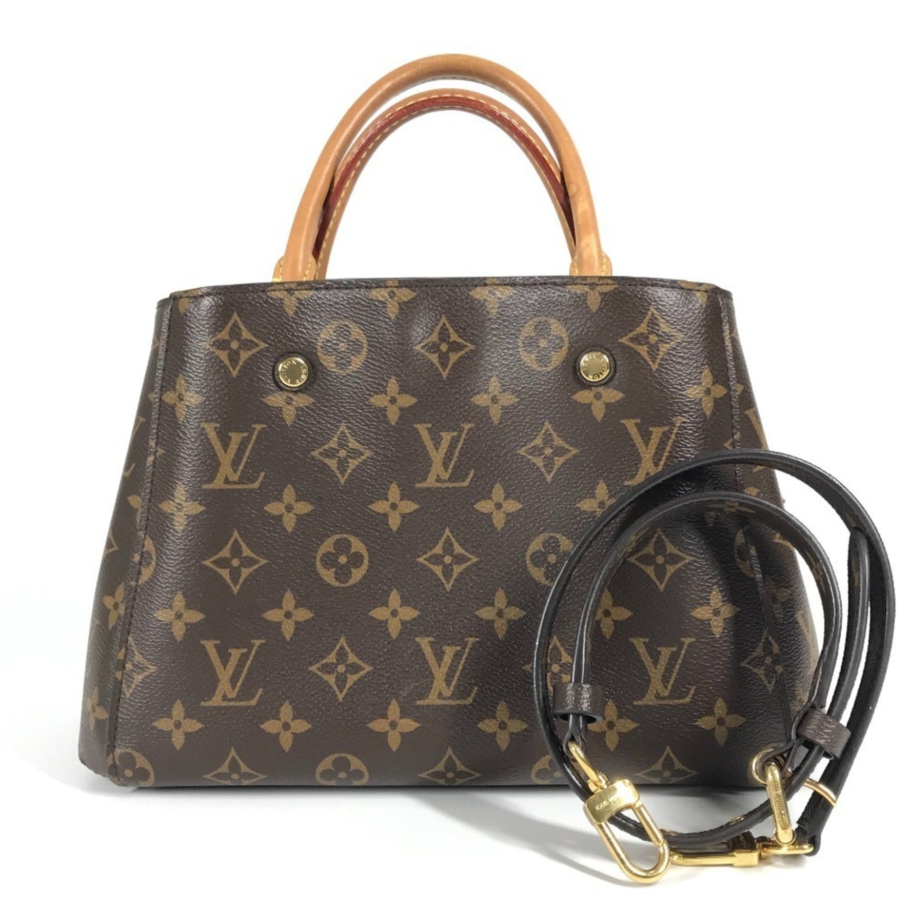 LOUIS VUITTON Monogram Montaigne BB Bag, Shoulder Tote Handbag, Canvas, Brown