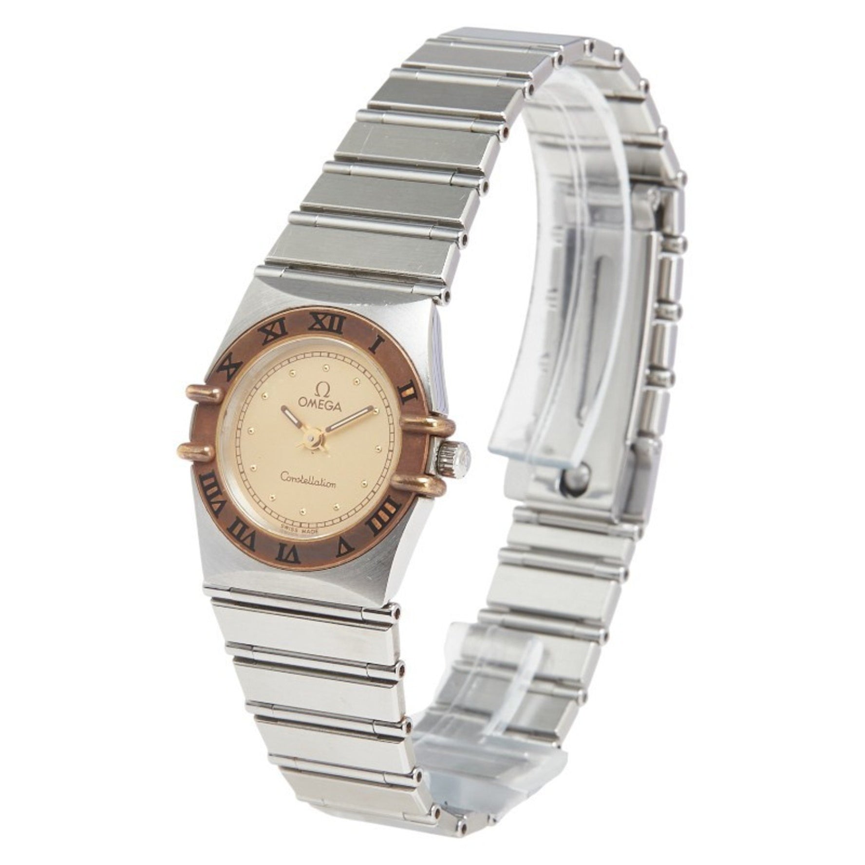 Omega Constellation Quartz Watch, Gold Dial, Stainless Steel, Plated