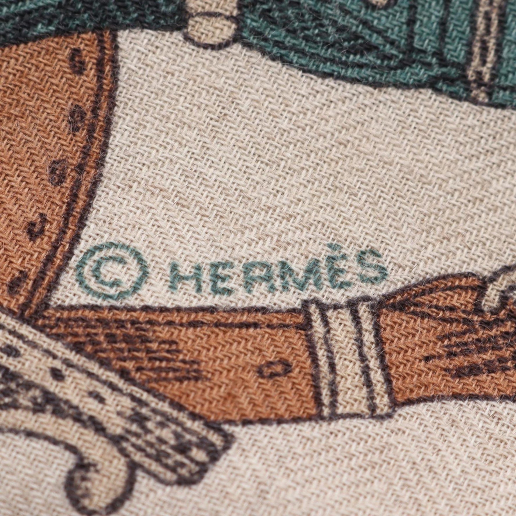 Hermes Hermès Carré Jean 140 LES CHEVAUX DECHAINES Scarf, Silk, Cashmere, Beige, Orange, Multicolor